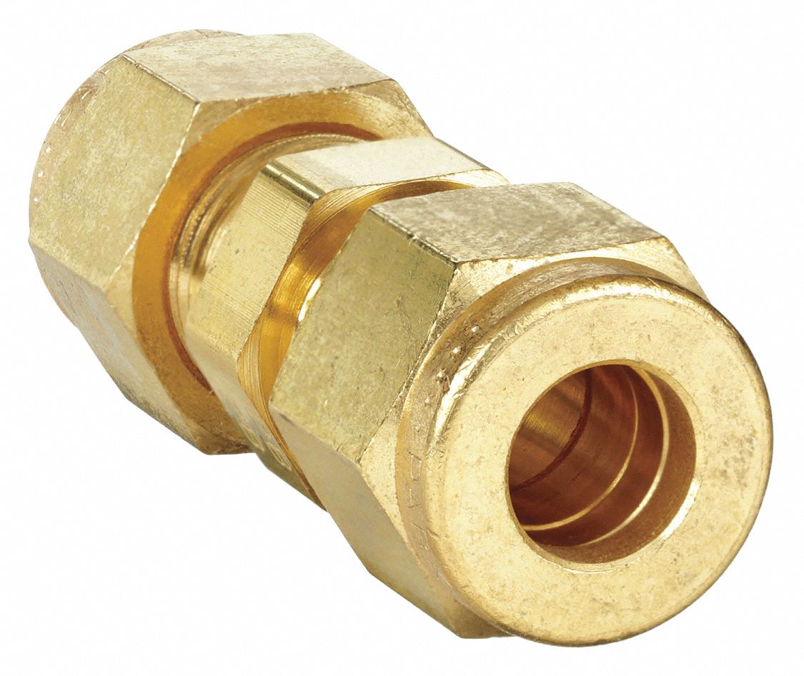 Zinc Plated Brass, For 1/8 in x 1/8 in Tube OD, Union 20YY022SC2B