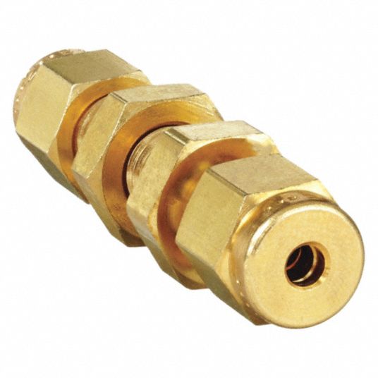 Brass, For 1/8 in x 1/8 in Tube OD, Bulkhead Connector - 20YX80