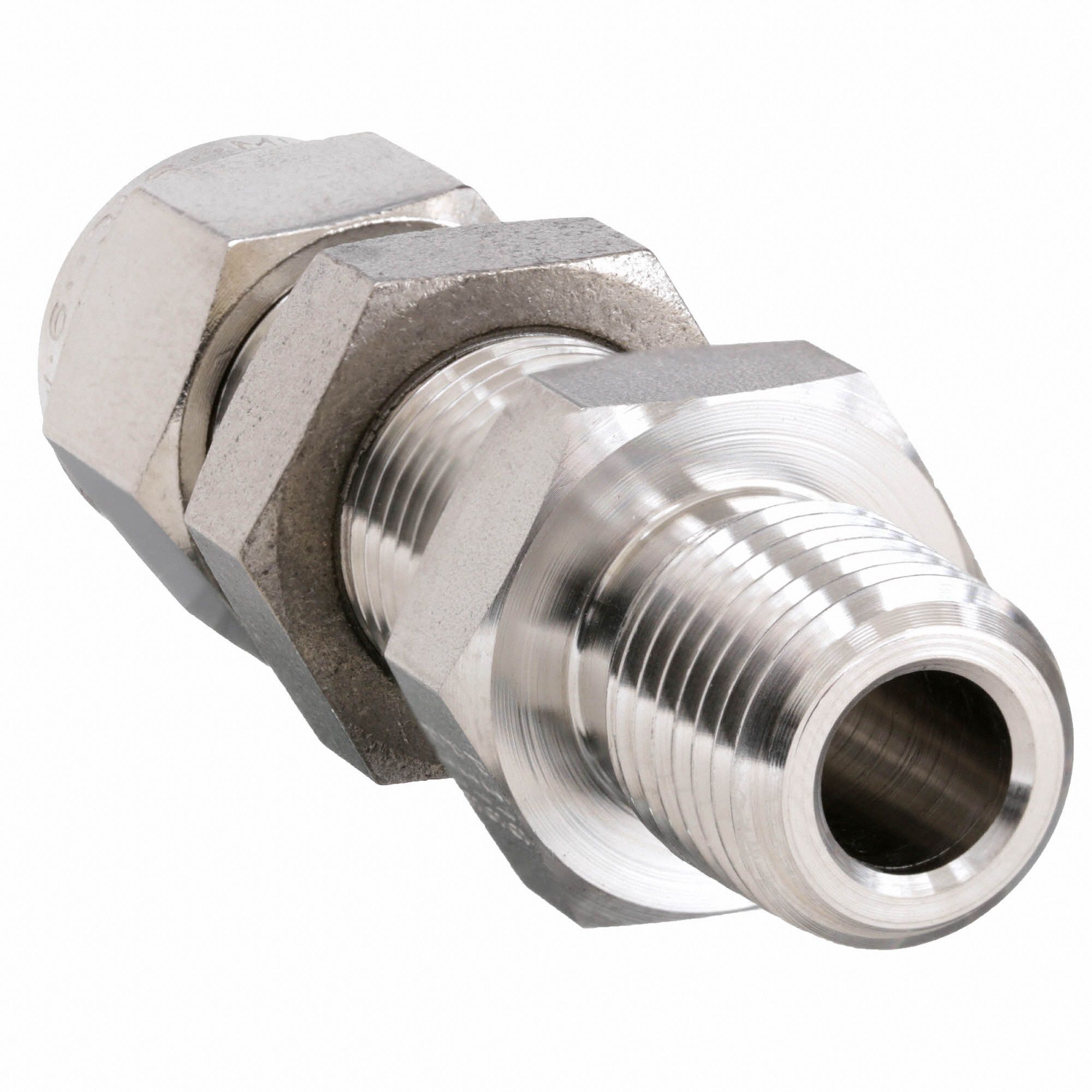 PARKER Male Bulkhead Connector, 3/8 in Tube Size, 1/4 in Pipe Size