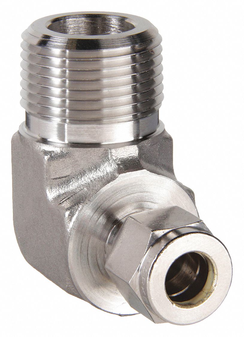 Compression Fitting Elbow: 3/8 in OD x 3/4 in Pipe Fitting Size, Compression x MNPT