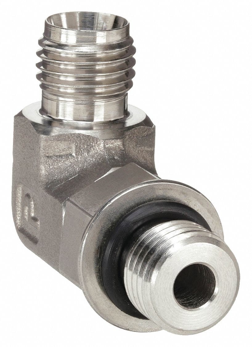 Compression Fitting Elbow: 1/4 in OD x 1/4 in Pipe Fitting Size, Compression x ORB