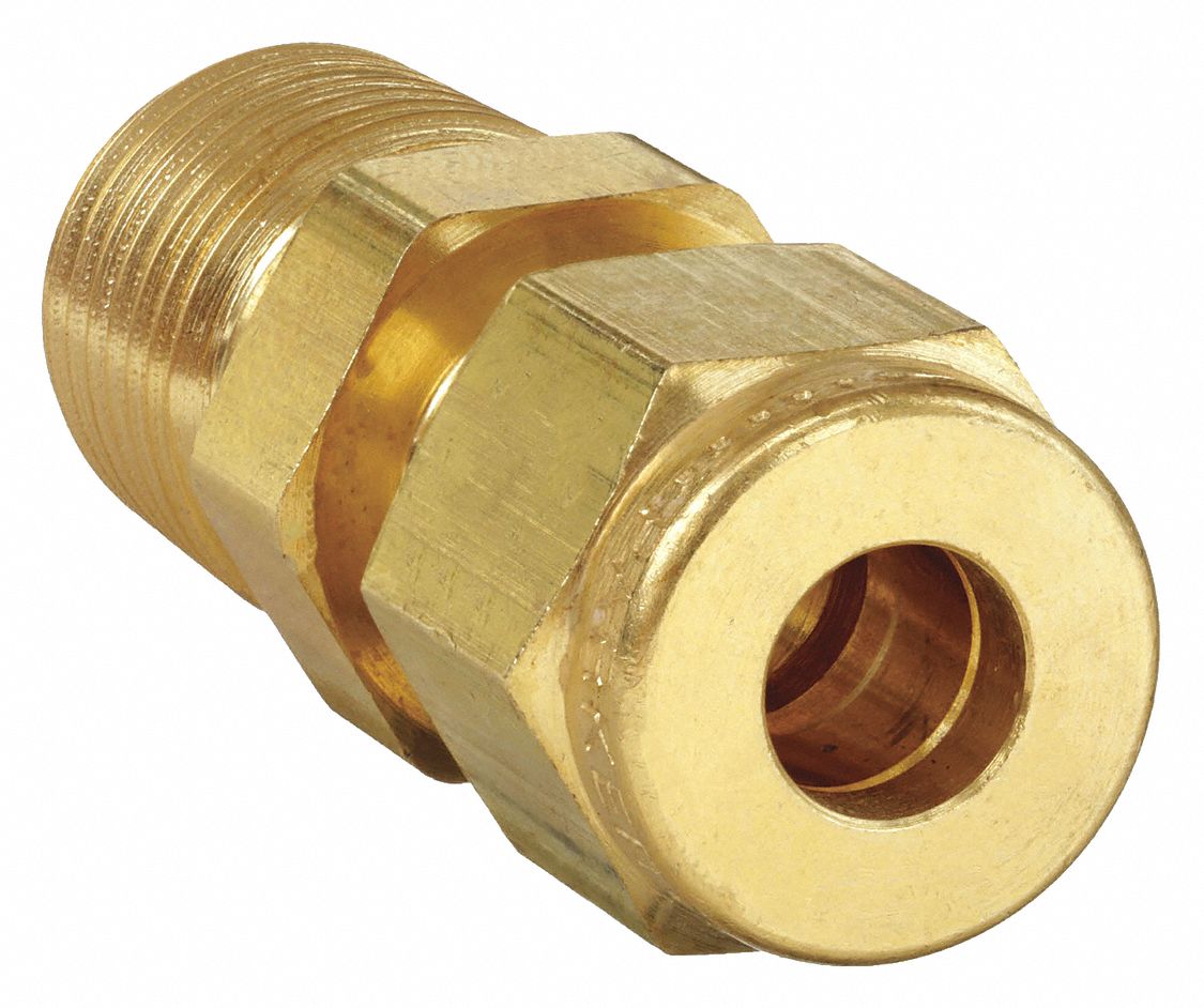 PARKER, 1/4 in OD x 1/4 in Pipe Size, Compression x MNPT