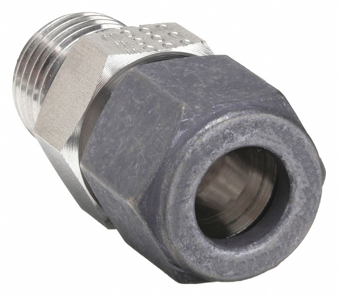 Compression Fitting Elbow: 1/4 in OD x 1/4 in Pipe Fitting Size, Compression x ORB