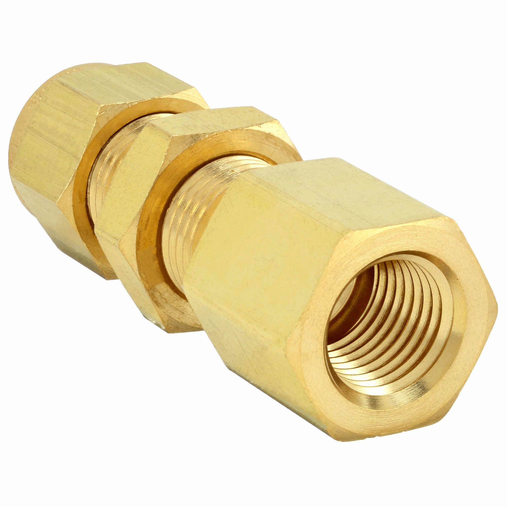 PARKER Female Bulkhead Connector, 3/8 in Tube Size, 1/4 in Pipe Size Pipe Fitting, Metal, 5/8