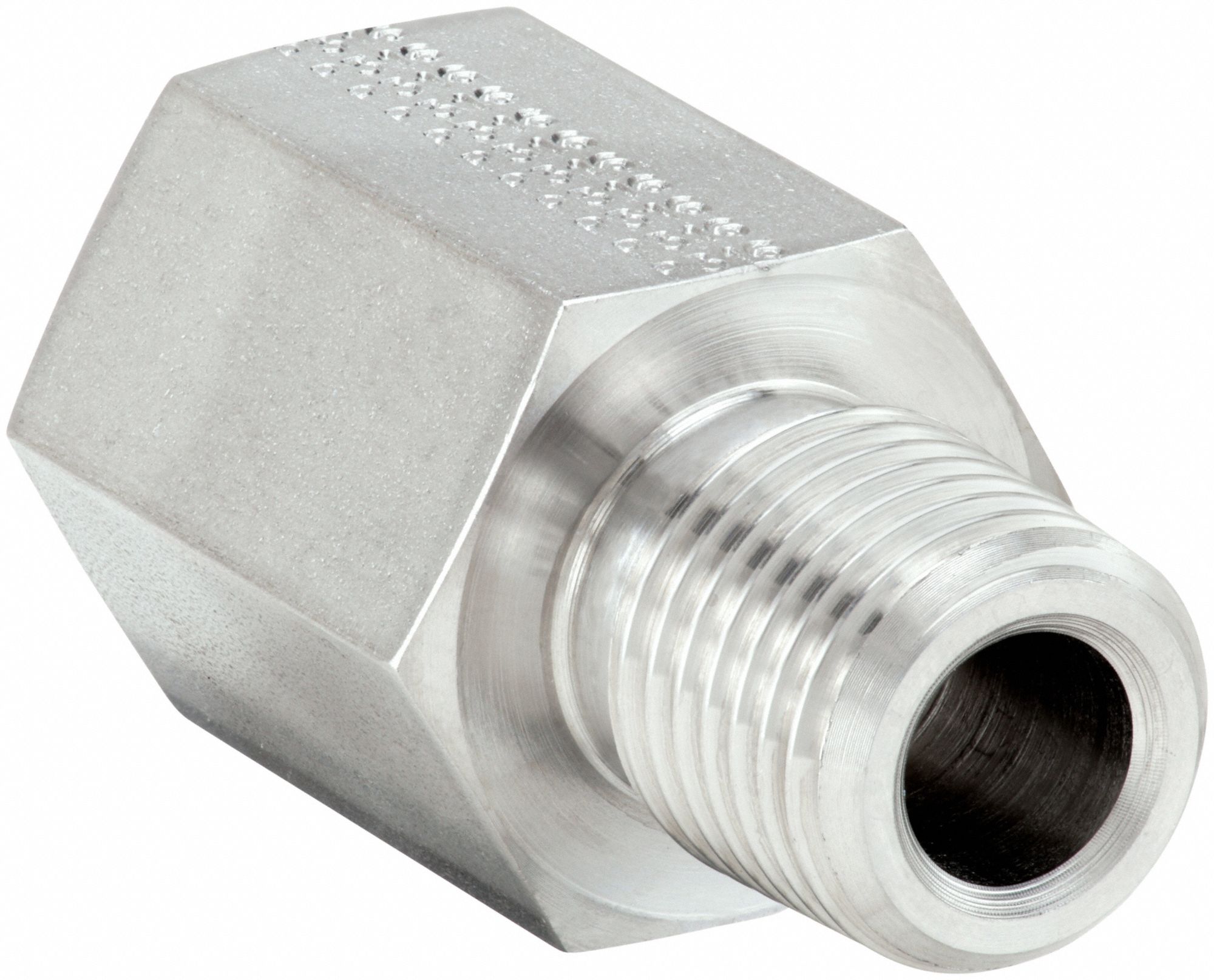 Reducing Adapter: 316 Stainless Steel, 1/4 in x 1/4 in Fitting Pipe Size, Female NPT x Male BSPT