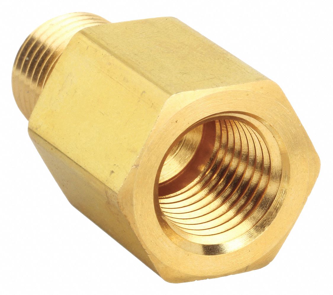 Reducing Adapter: Brass, 1/4 in x 1/4 in Fitting Pipe Size, Female NPT x Male NPT