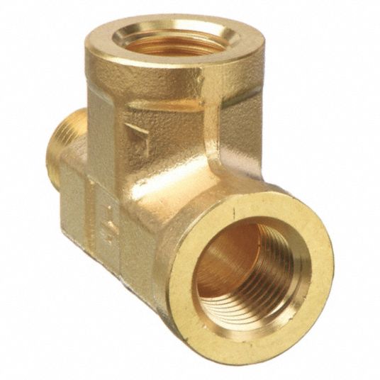 SUNGATOR 2PCS Barstock Street Tee Fittings, Brass Pipe Fitting, 1/8 NPT  Female x 1/8 NPT Male x 1/8 NPT Female Brass Fittings for Oil Pressure  Gauge 