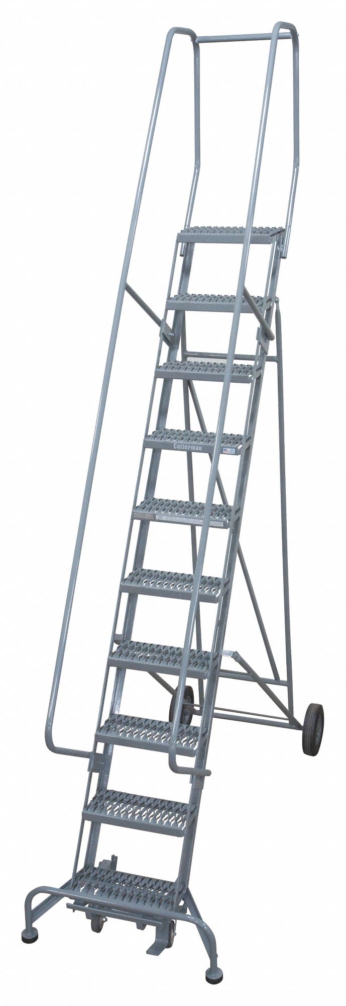 COTTERMAN 10-Step Rolling Ladder, Serrated Step Tread, 130 in Overall ...