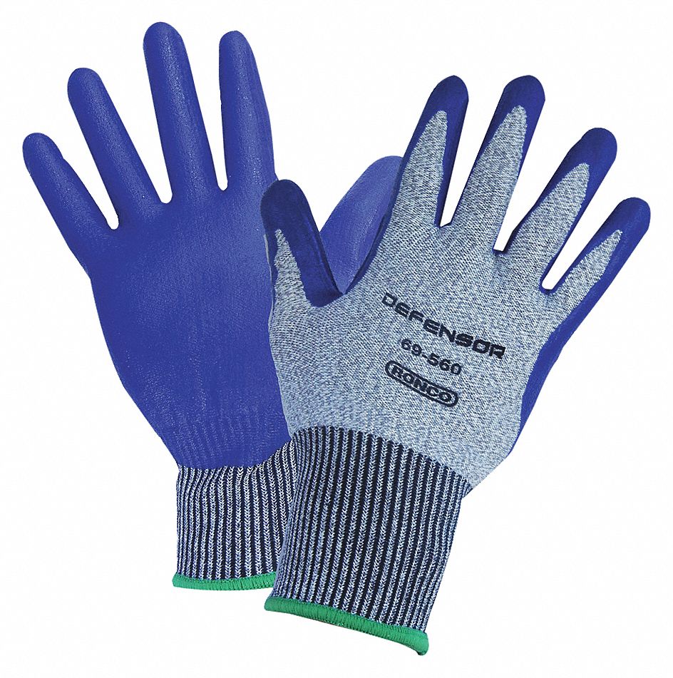 CUT-RESISTANT GLOVES, COATED, SIZE S/7, CUT LEVEL 4, GREY/BLUE, NITRILE