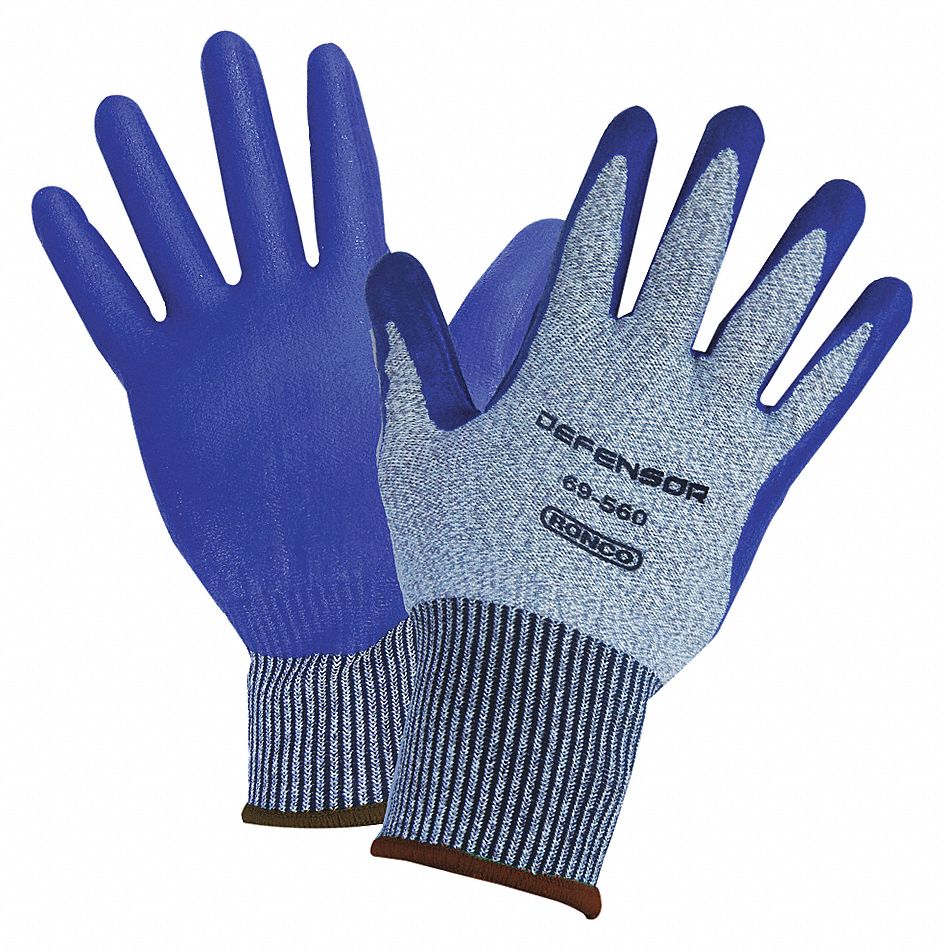 CUT-RESISTANT GLOVES, COATED, SIZE XL/10, CUT LEVEL 4, GREY/BLUE, NITRILE