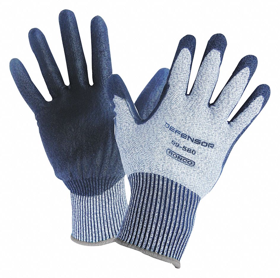 CUT-RESISTANT GLOVES, COATED, SIZE M/8, CUT LEVEL 4, GREY, POLYURETHANE