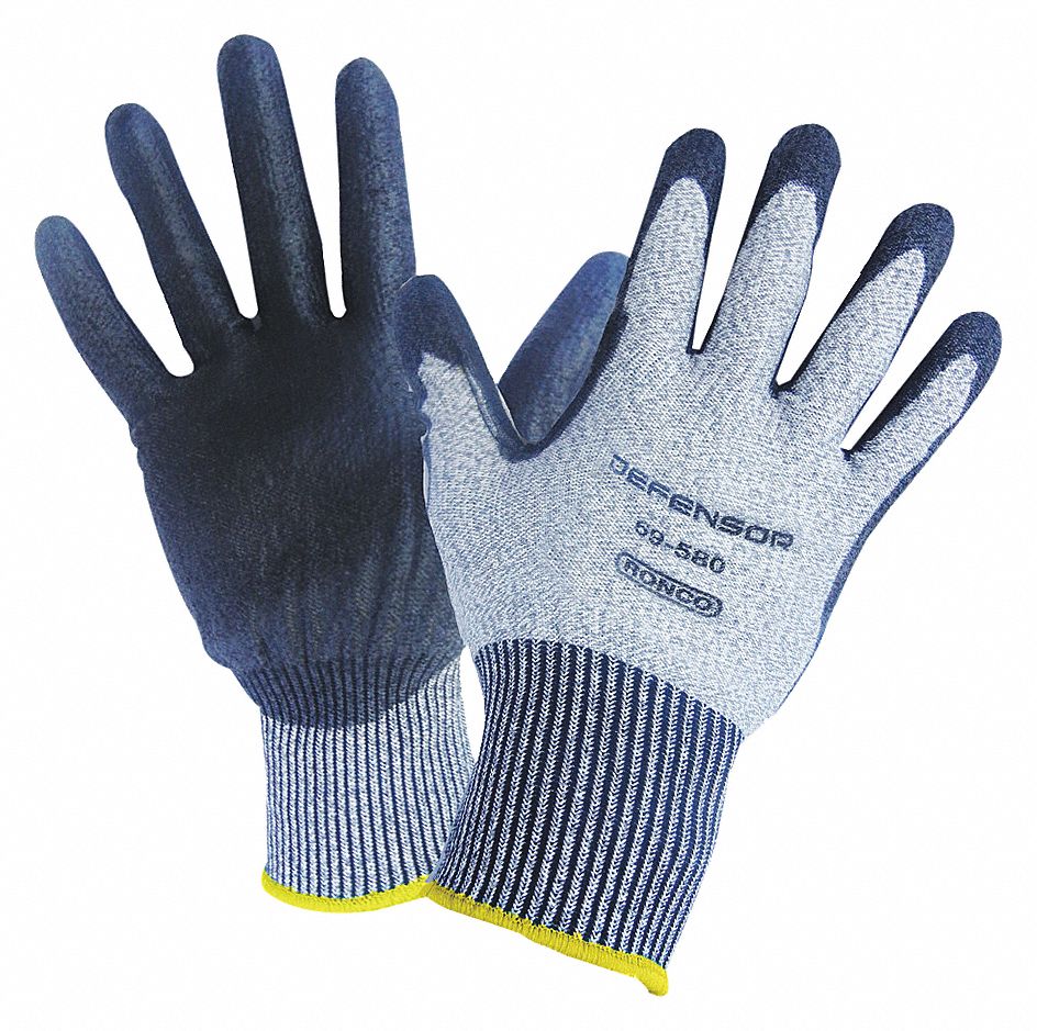 CUT-RESISTANT GLOVES, COATED, SIZE L/9, CUT LEVEL 4, GREY, POLYURETHANE