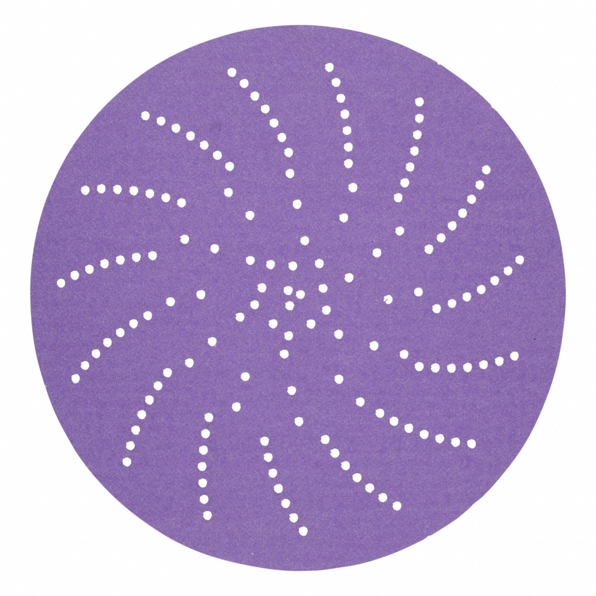 Sanding Discs: 5 in Dia, Multi-Hole, Ceramic, 320 Grit, C Wt Paper, 732U, 50 PK