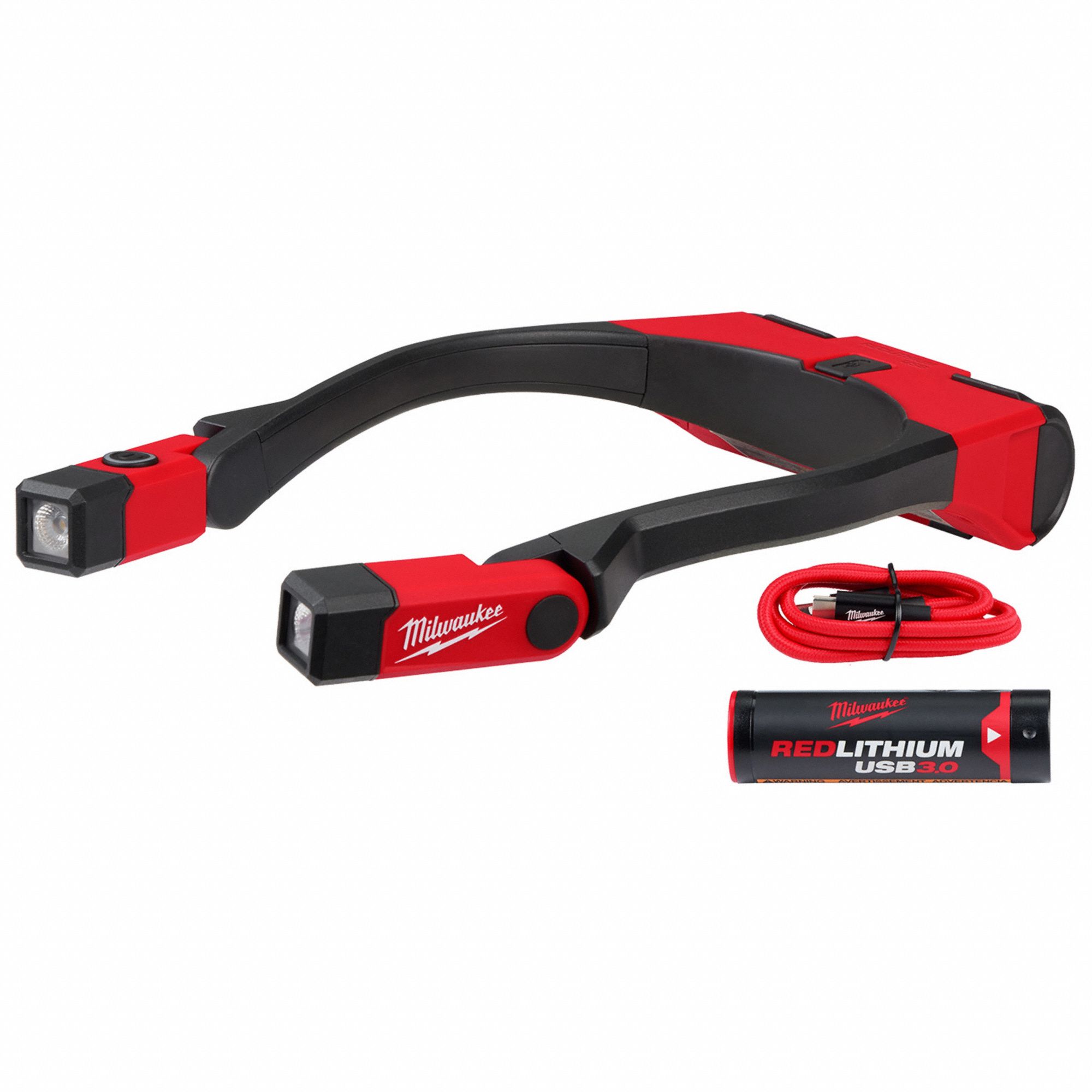 REDLITHIUM RECHARGEABLE NECK LIGHT, BLACK/RED, 8.9 IN LENGTH, USB, LI-ION, 400LM