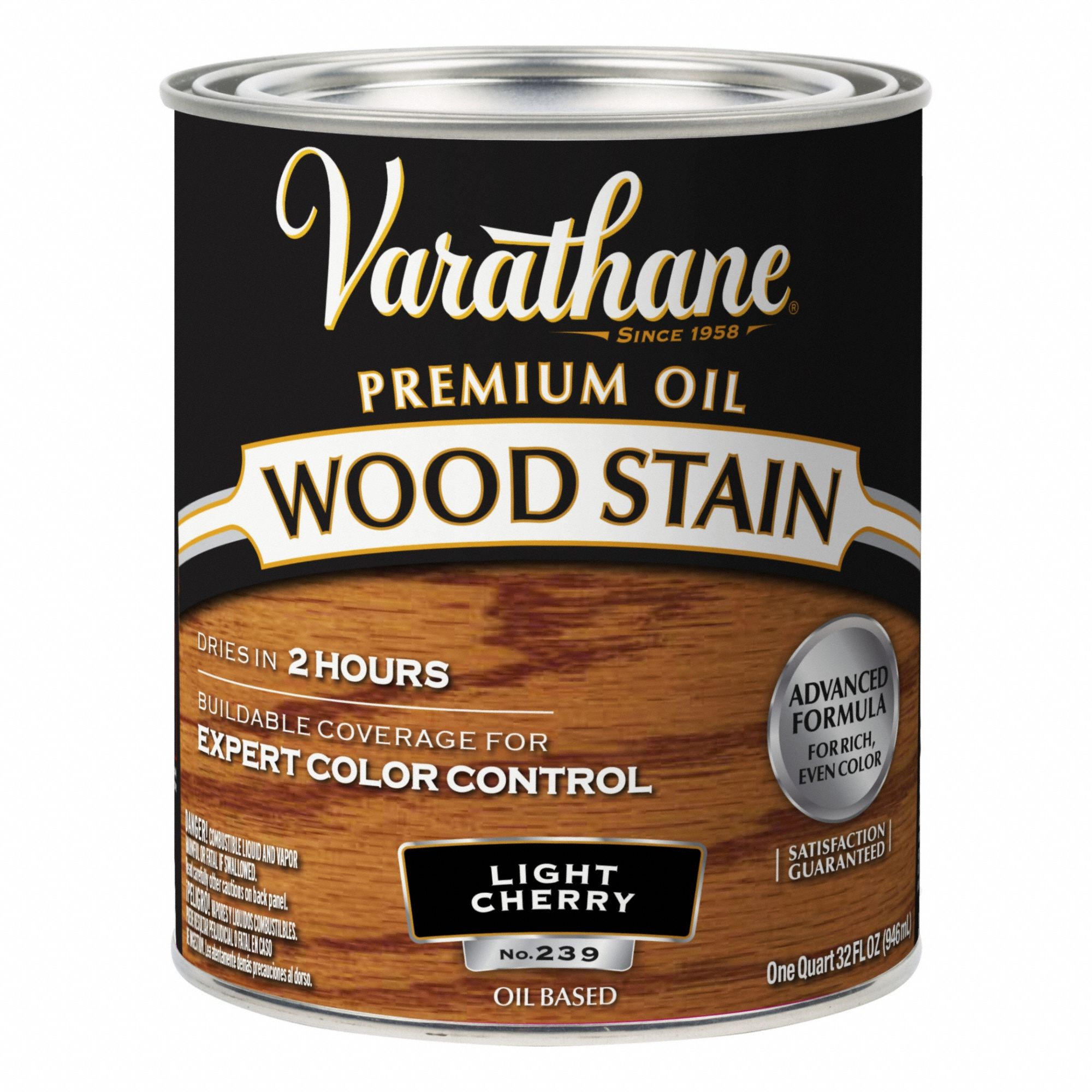 Wood Stain: Wood Stain, Interior, Oil, 1 qt Container Size, Wood, Satin, Light Cherry