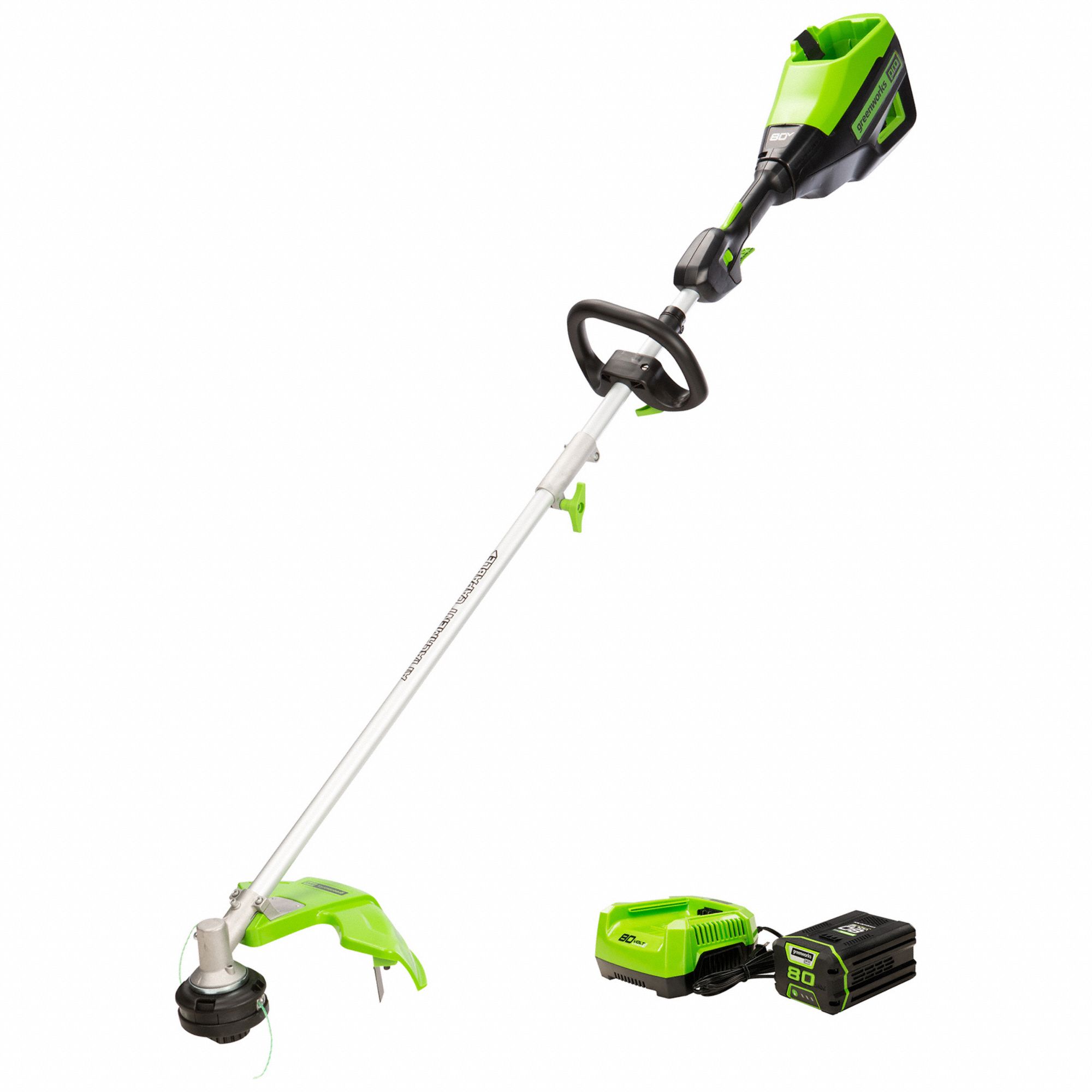 Cordless String Trimmer: Battery, 16 in, 60 in Shaft Lg, Straight, 27cc equivalent