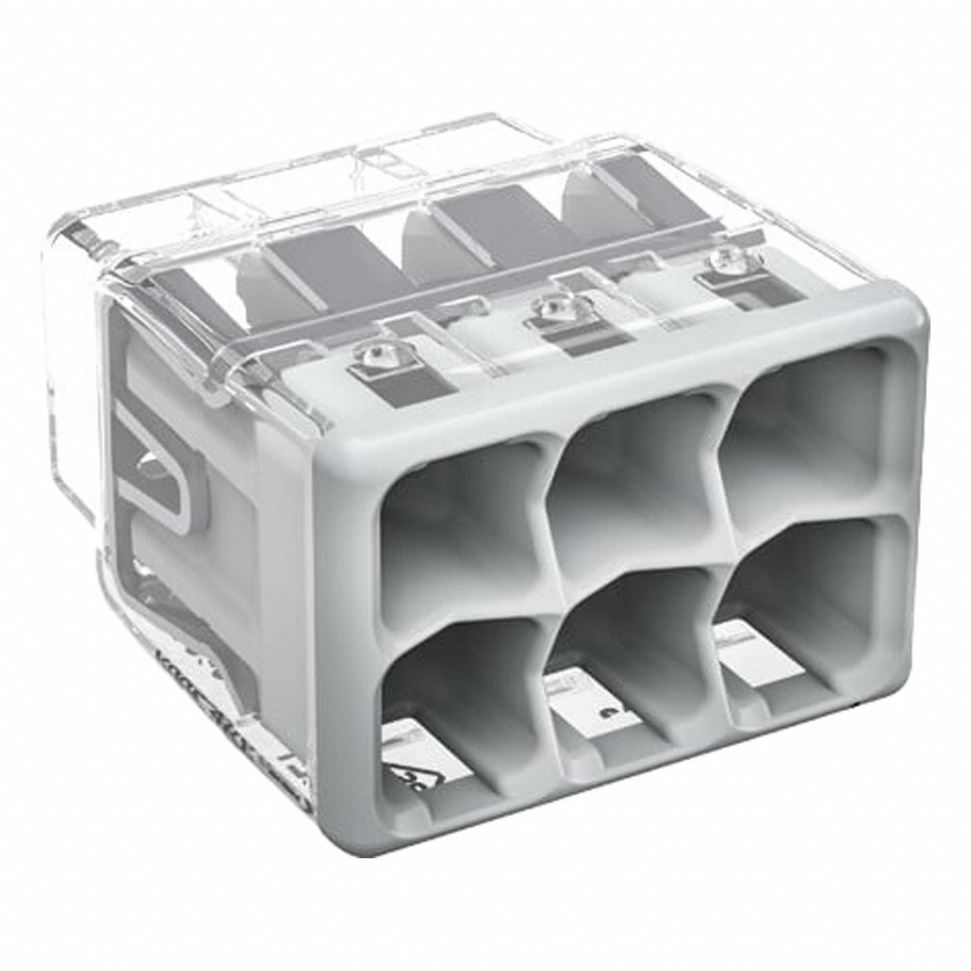 Push-In Wire Connector: 2773 Series, 6 Port, 20 AWG – 12 AWG Solid Wire Size Range, 32 A, 600 V