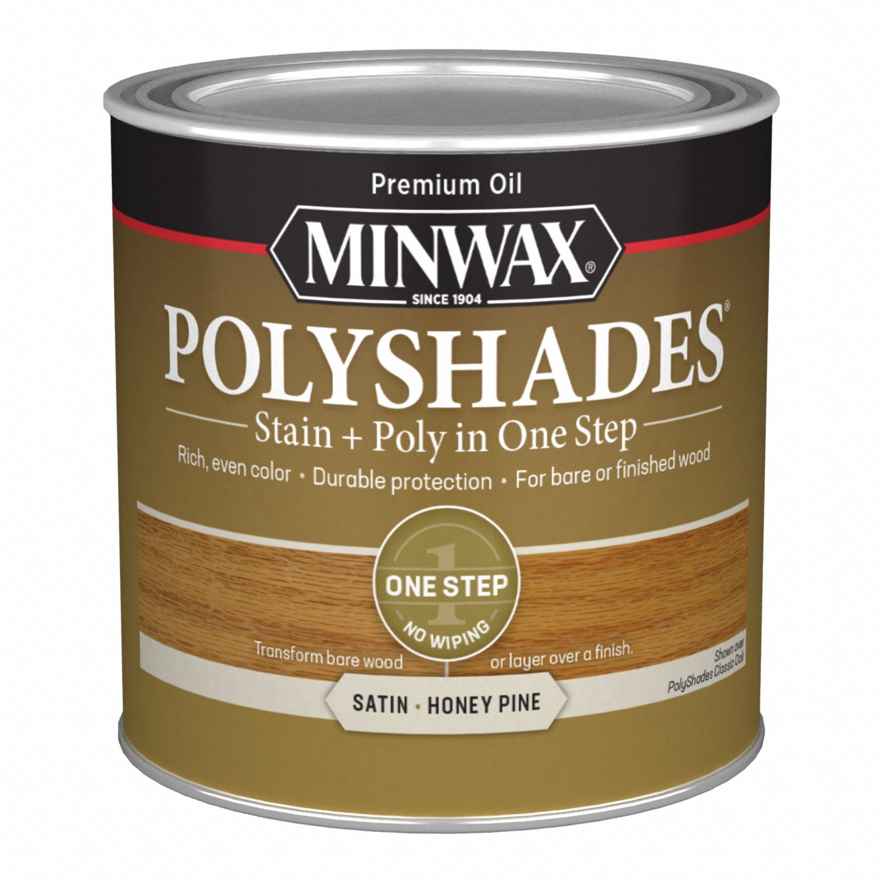 Wood Stain: Wood Stain and Sealer, Interior, Oil, 0.5 pt Container Size, Wood, Satin, 1 Step