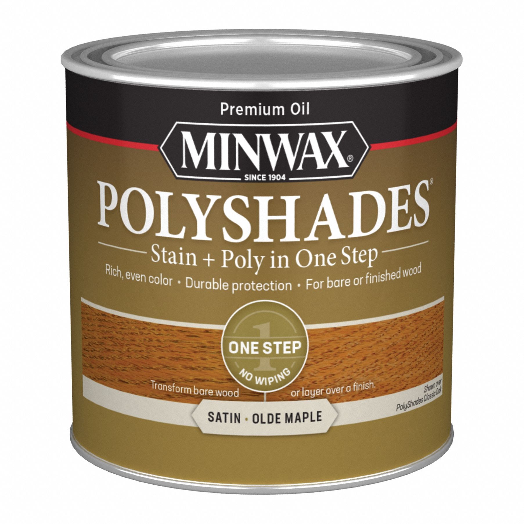 Wood Stain: Wood Stain and Sealer, Interior, Oil, 0.5 pt Container Size, Wood, Satin, Minwax