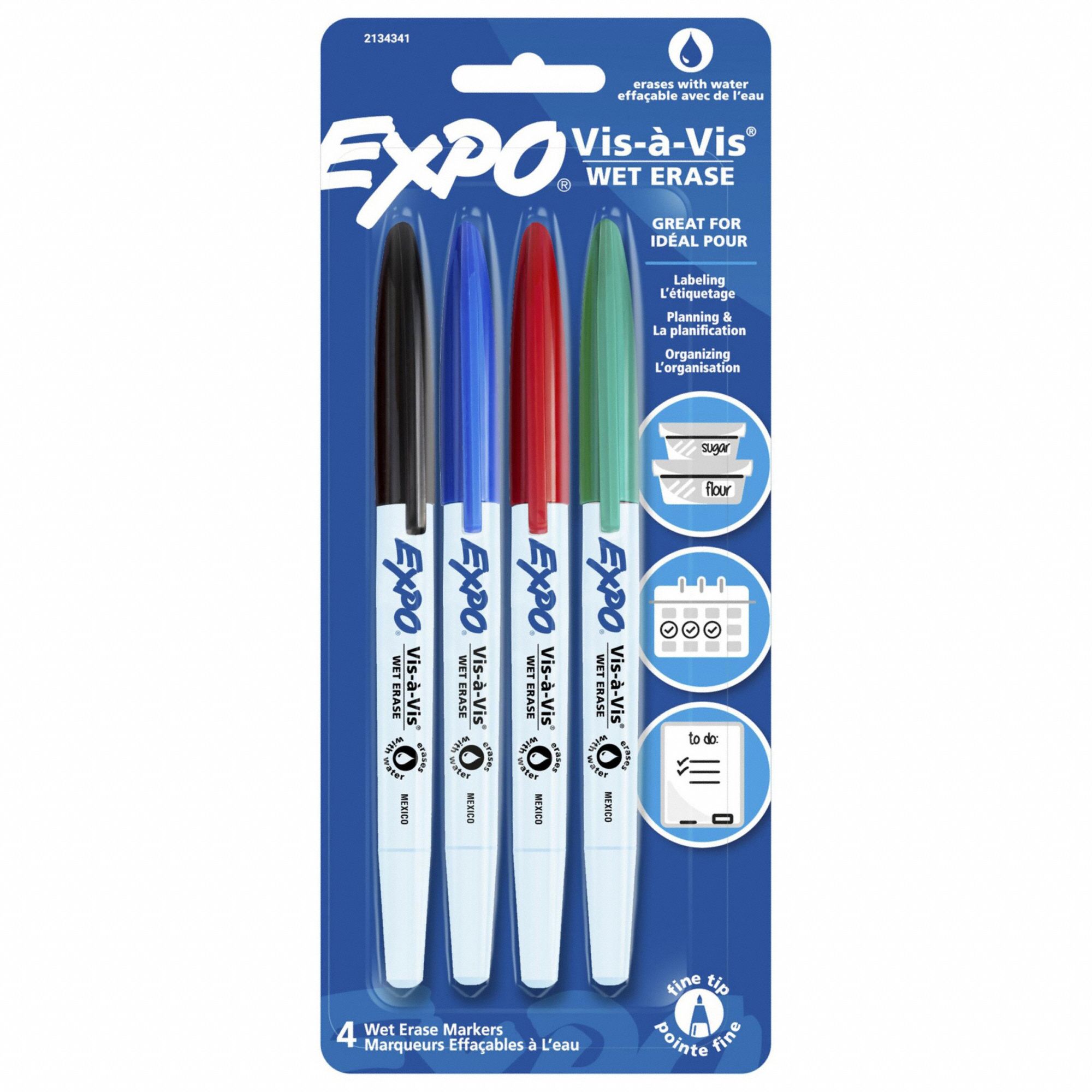 EXPO, Fine, Capped, Wet Erase Markers 799ZH02134341 Grainger