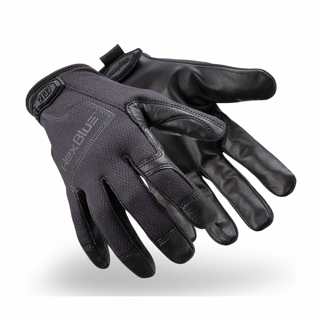 Tactical Gloves: 2XL, Black, Goatskin Leather, Hook-and-Loop, ANSI/ISEA Cut Level A6, 1 PR