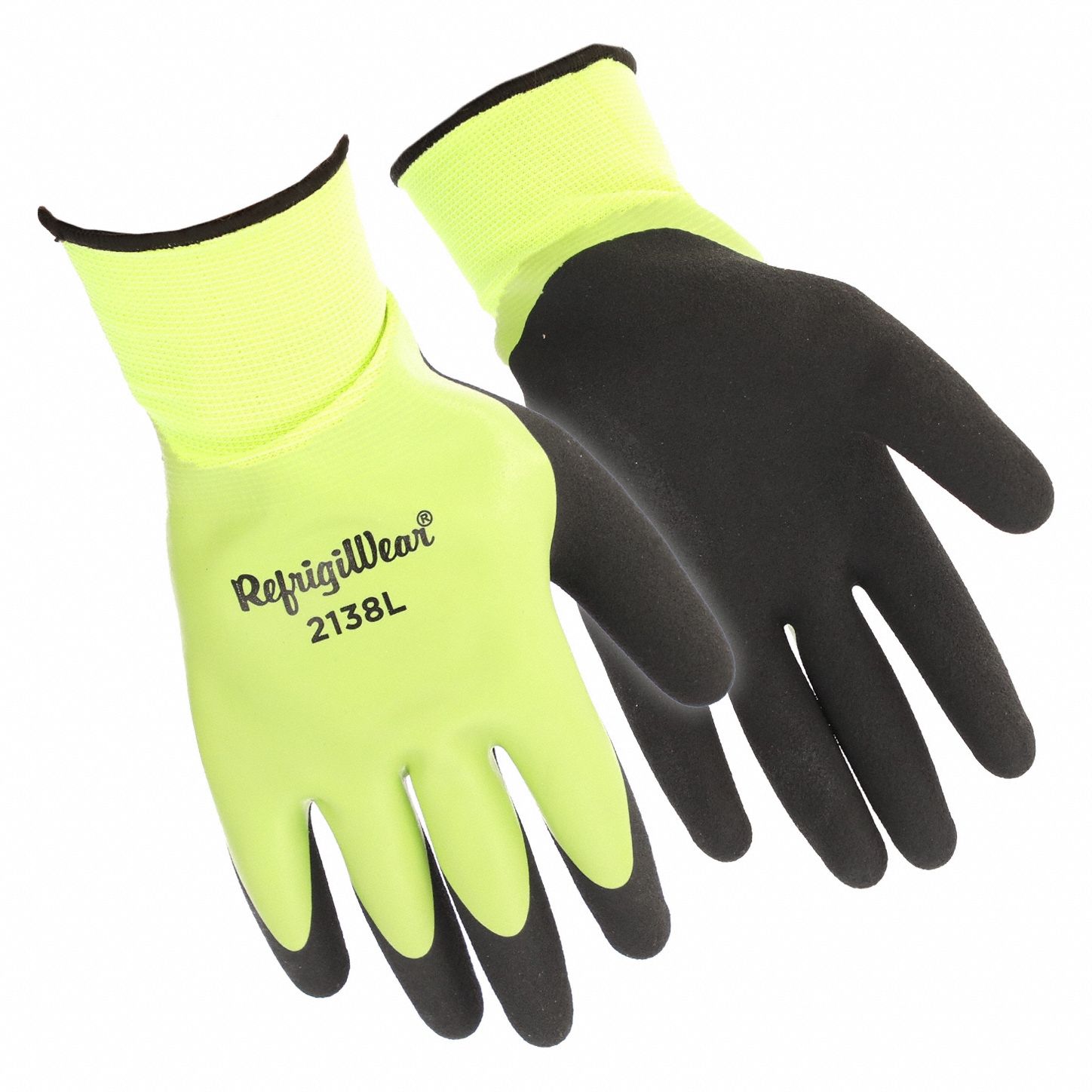Waterproof Gloves: L, Sandy, Latex, 3/4, Double Dipped, Polyester ( 15 ga ), Lime, 1 PR