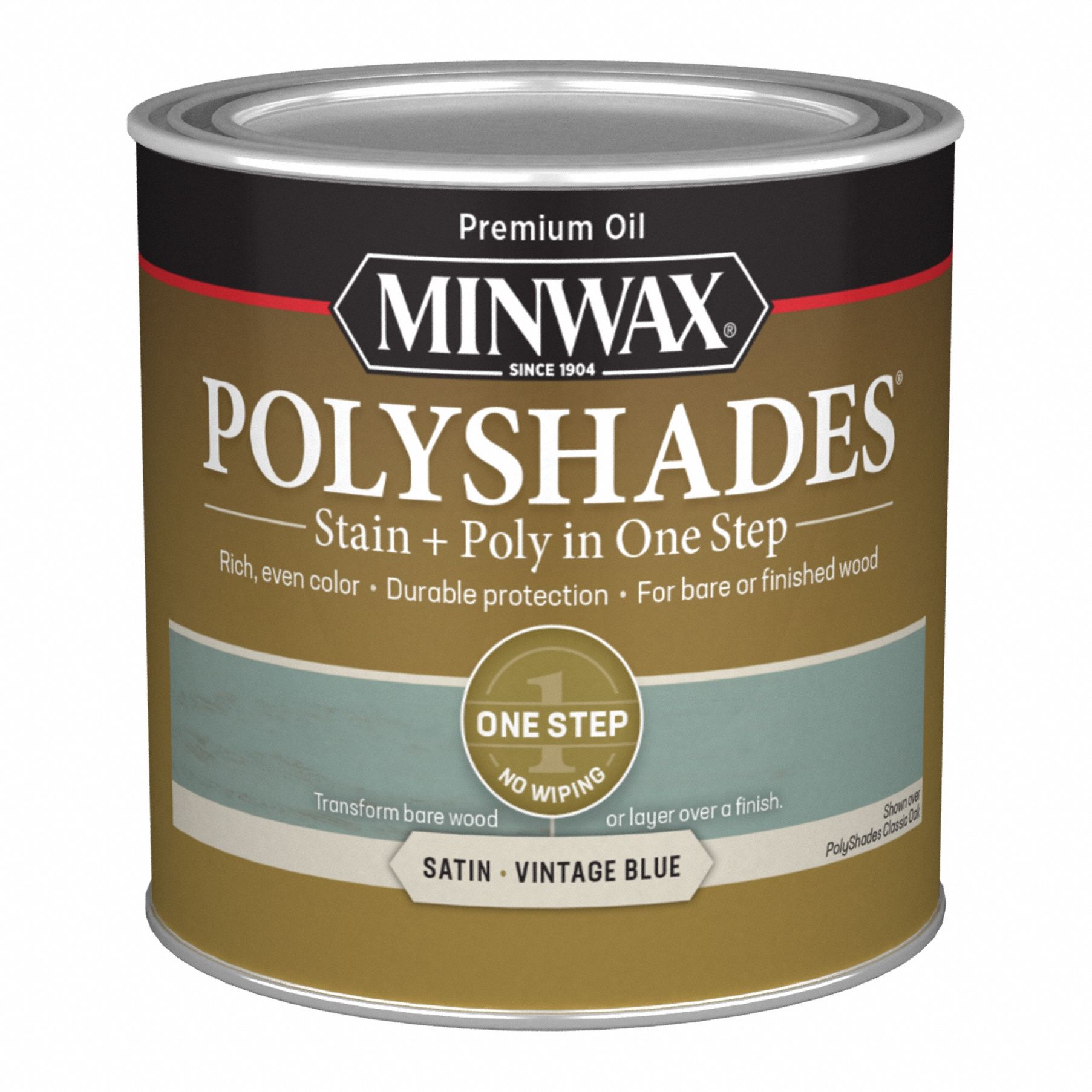 Wood Stain: Wood Stain and Sealer, Interior, Oil, 0.5 pt Container Size, Wood, Satin, 1 Step