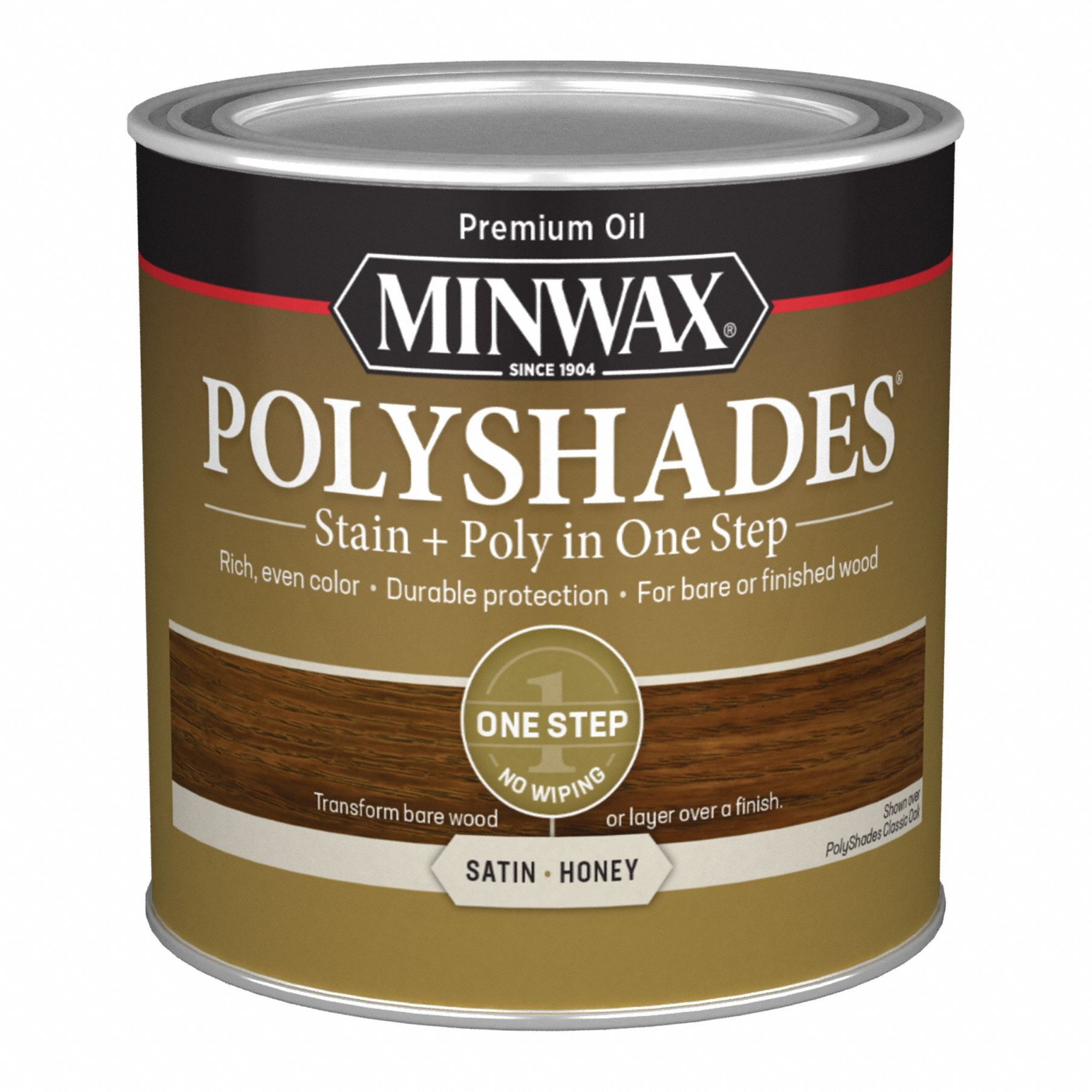 Wood Stain: Wood Stain and Sealer, Interior, Oil, 0.5 pt Container Size, Wood, Satin, Honey