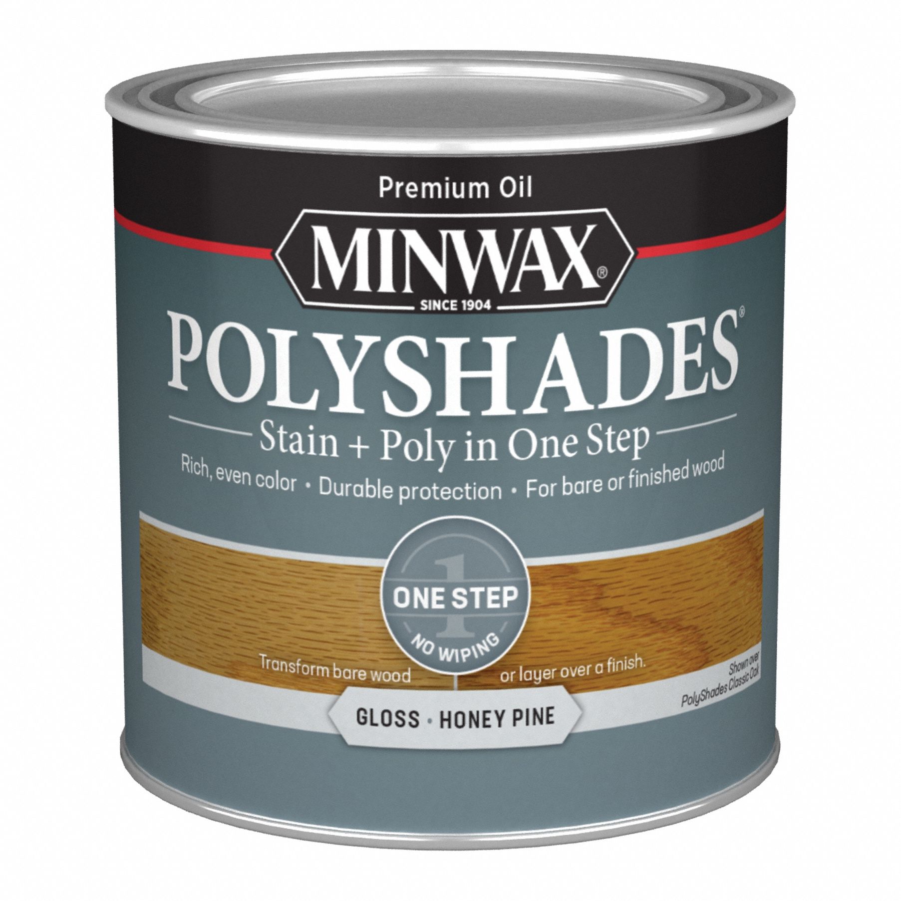 Wood Stain: Wood Stain and Sealer, Interior, Oil, 0.5 pt Container Size, Wood, Gloss, 1 Step