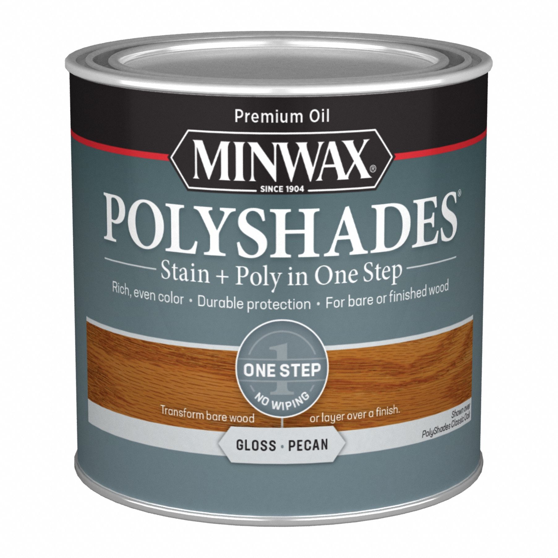 Wood Stain: Wood Stain and Sealer, Interior, Oil, 0.5 pt Container Size, Wood, Gloss, Pecan