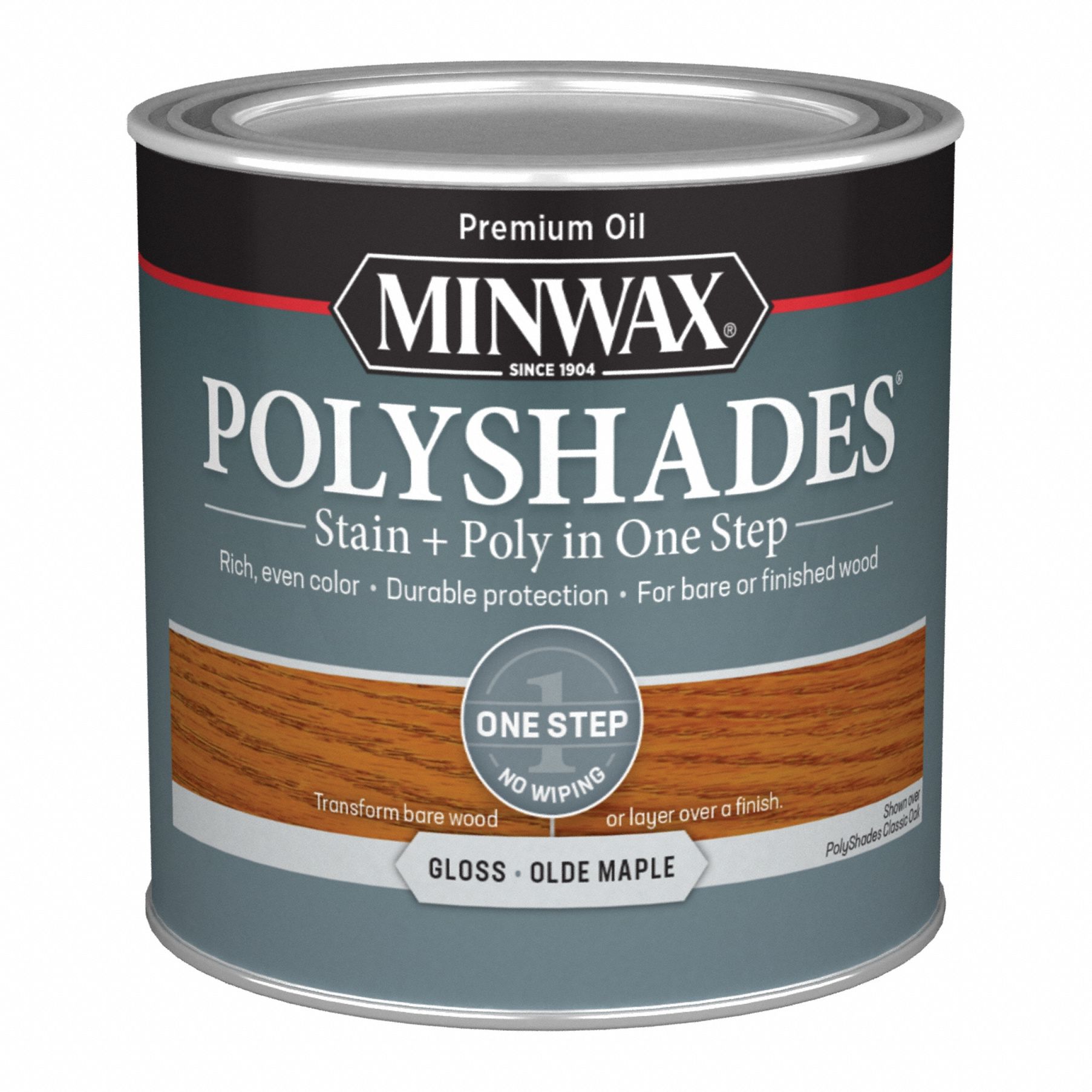 Wood Stain: Wood Stain and Sealer, Interior, Oil, 0.5 pt Container Size, Wood, Gloss, 1 Step