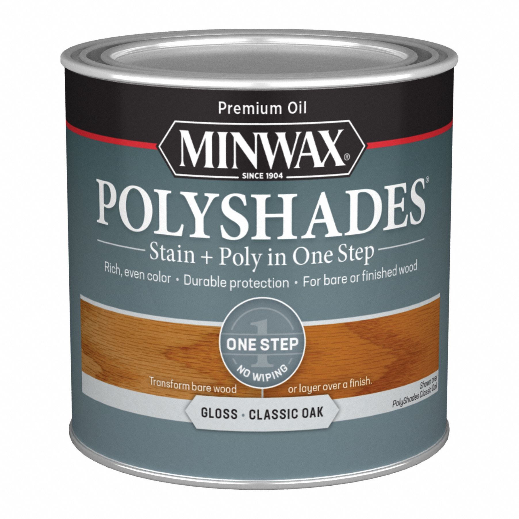 Wood Stain: Wood Stain and Sealer, Interior, Oil, 0.5 pt Container Size, Wood, Gloss, 1 Step