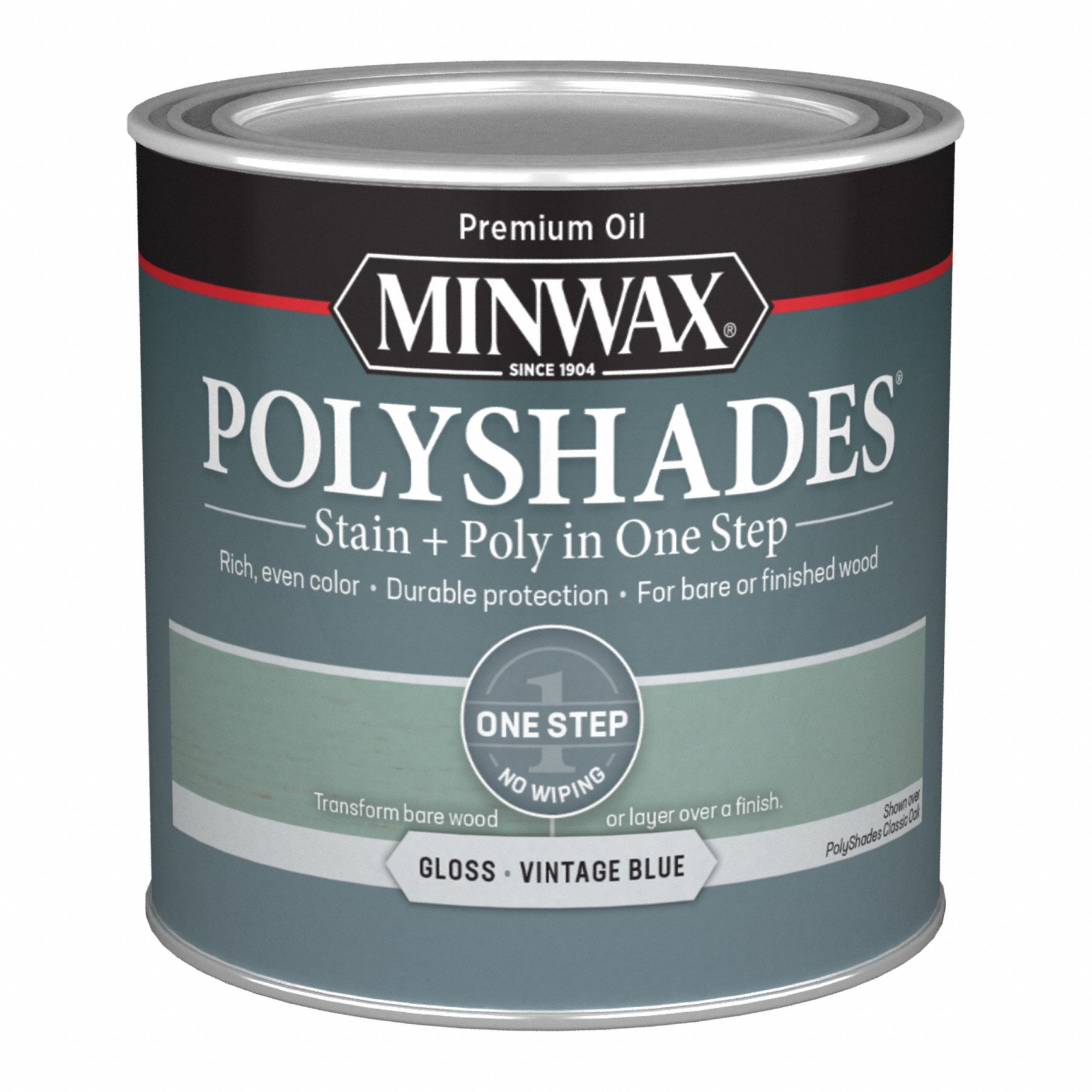 Wood Stain: Wood Stain and Sealer, Interior, Oil, 0.5 pt Container Size, Wood, Gloss, 1 Step