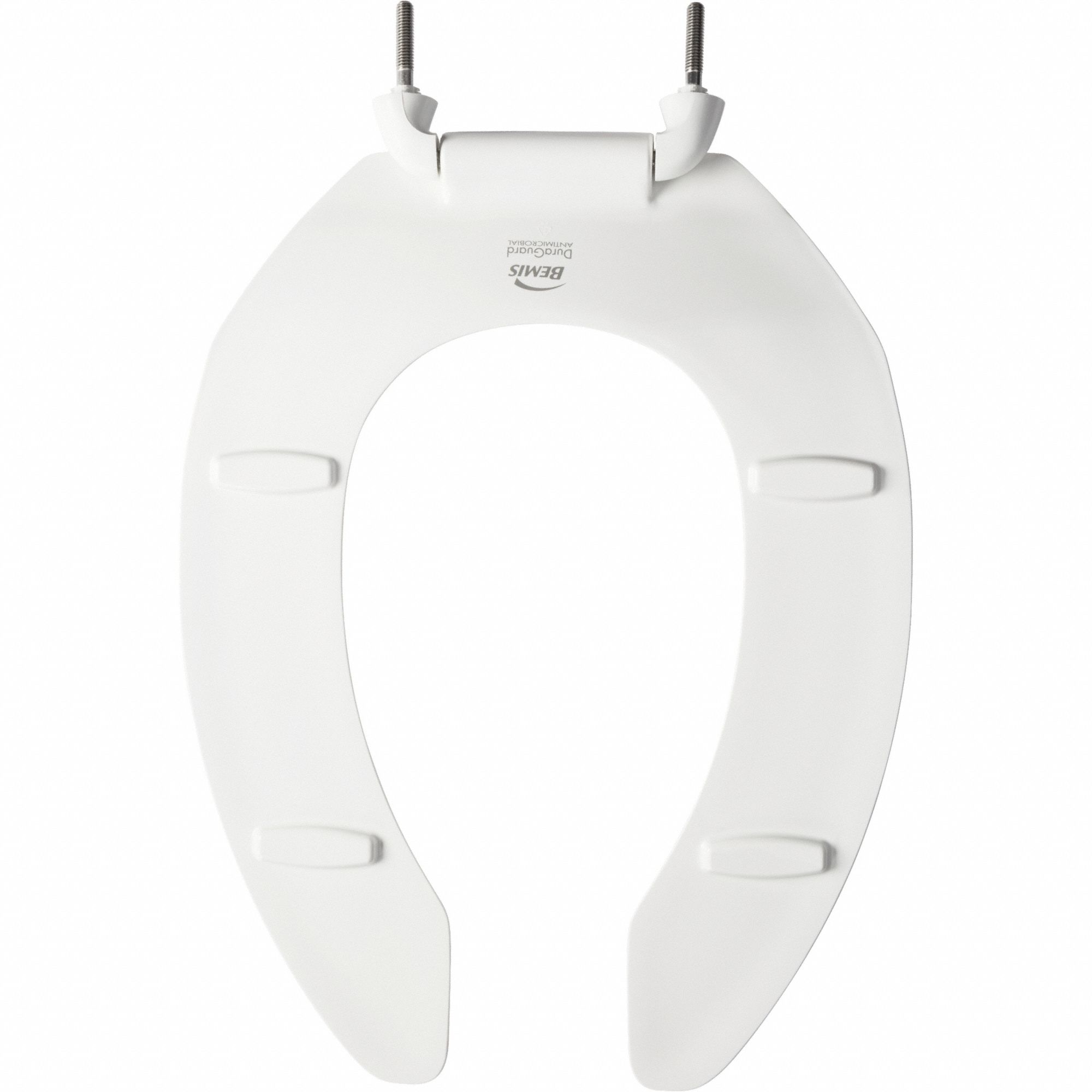 Toilet Seat: Open, Cover Not Included, Plastic/Stainless Steel, External Check, 2 3/8 in Seat Ht