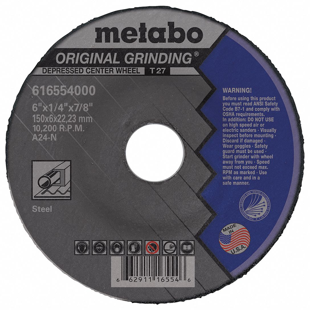 Grinding Wheel, T27, A24N, 6"X1/4"X7/8"