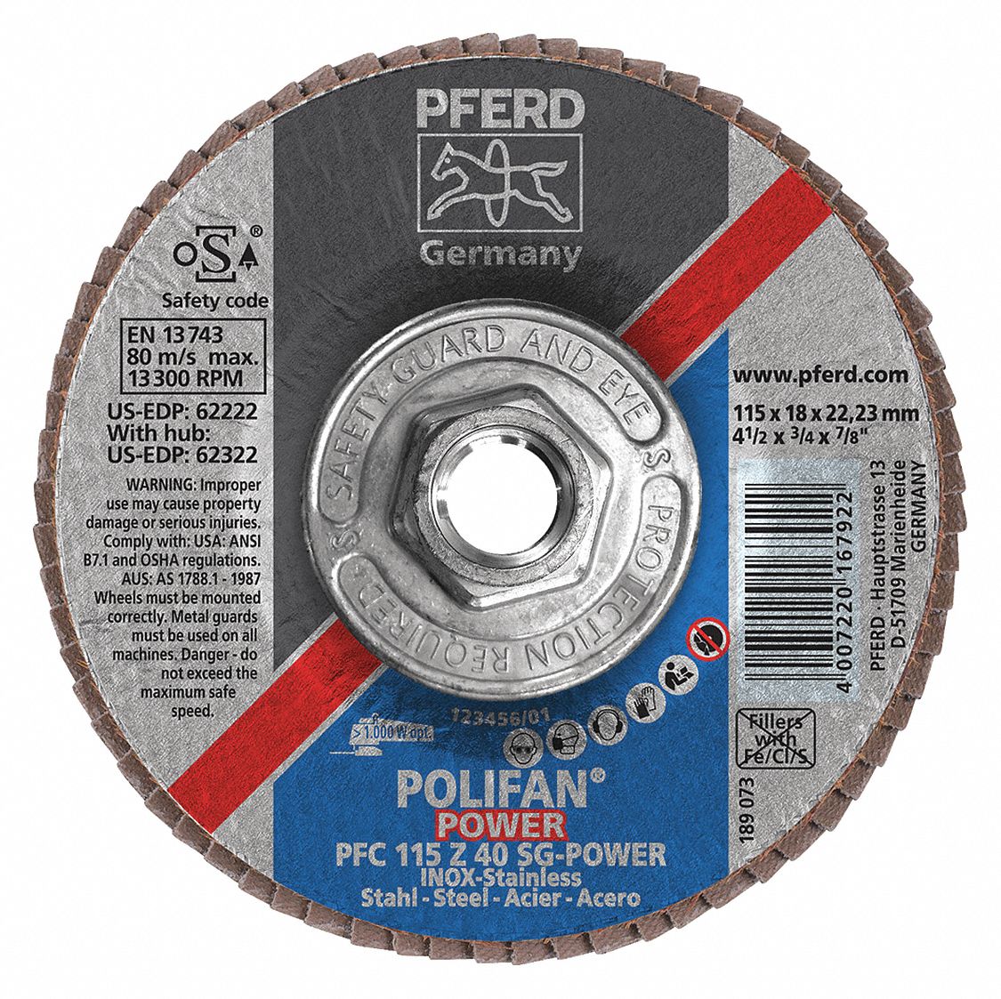 Flap Disc, 40 Grit, T29, 4-1/2"x5/8-11"