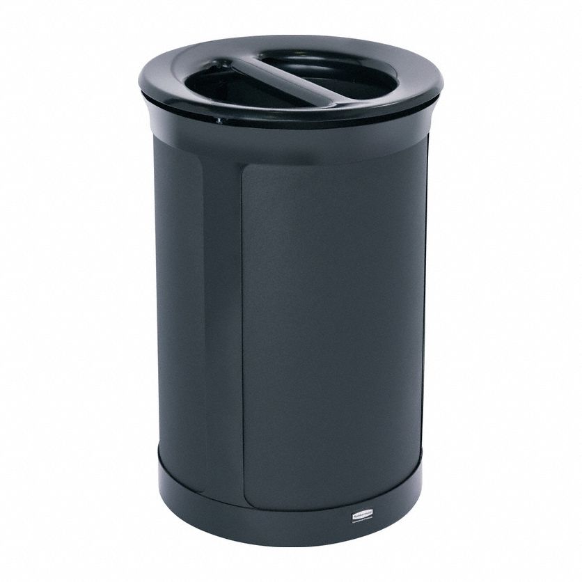 Recycling Bin: Steel, 11 1/2 gal Container Capacity, Black