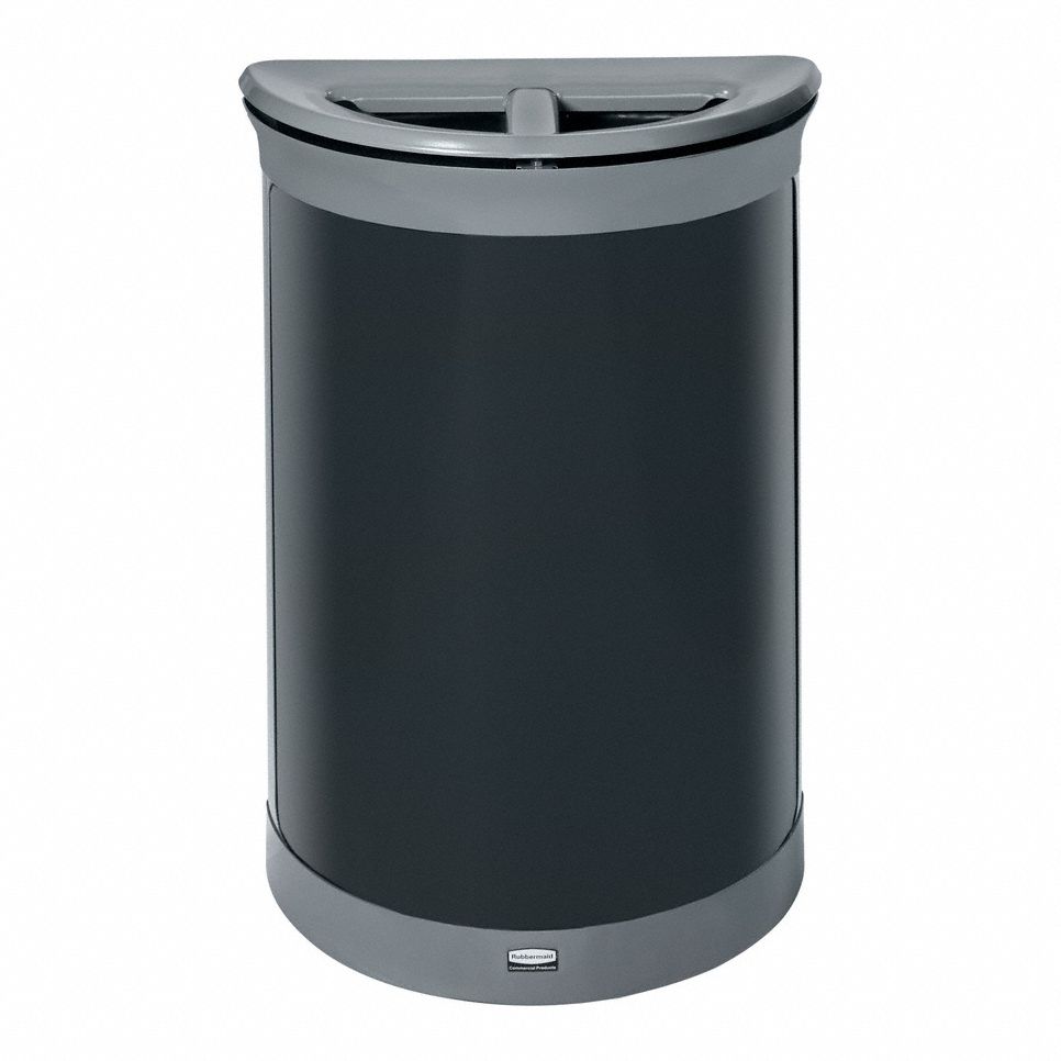 Recycling Bin: Steel, 11 1/2 gal Container Capacity, Gray