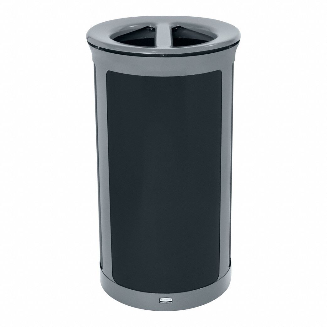 Recycling Bin: Steel, 11 1/2 gal Container Capacity, Gray