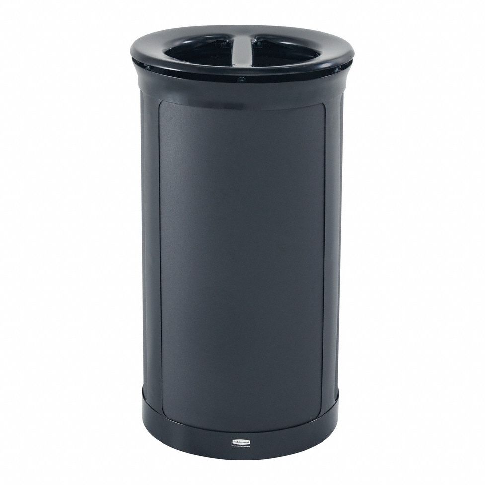 Recycling Bin: Steel, 16 1/2 gal Container Capacity, Black