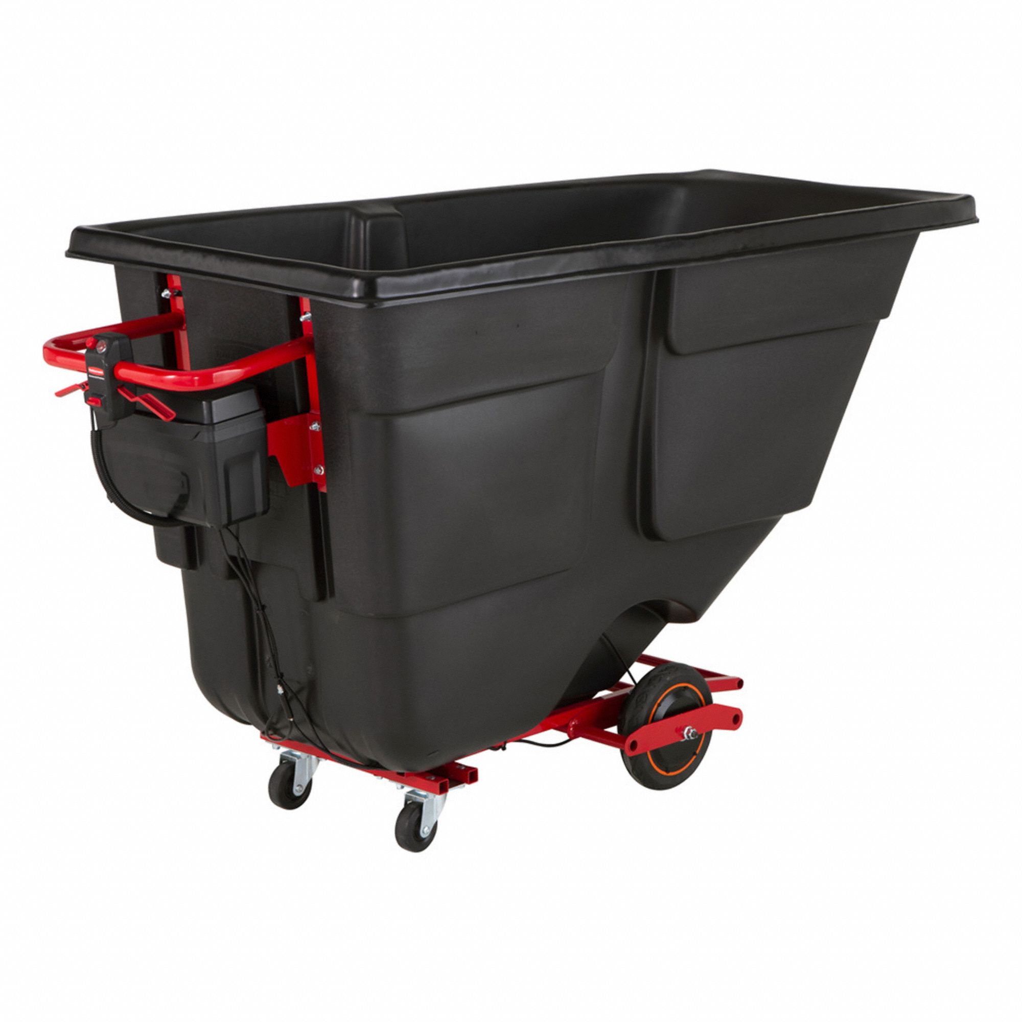 Rotomolded Tilt Truck: 1 cu yd Cubic Foot Capacity, Swivel, Black