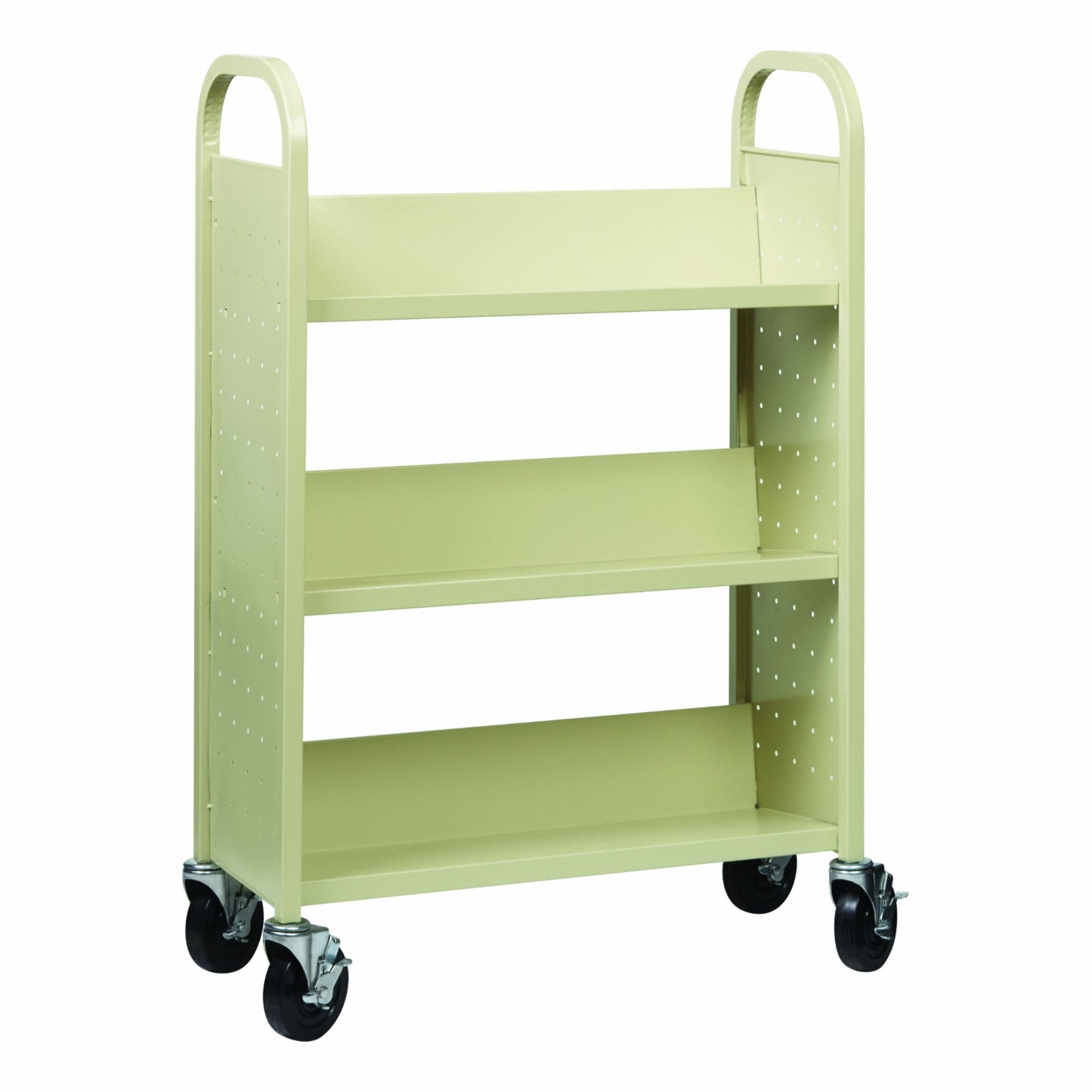 Book Cart: 46 1/4 in Overall Ht, 30 3/4 in Overall Wd, 13 in Overall Dp, Single-Sided Sides