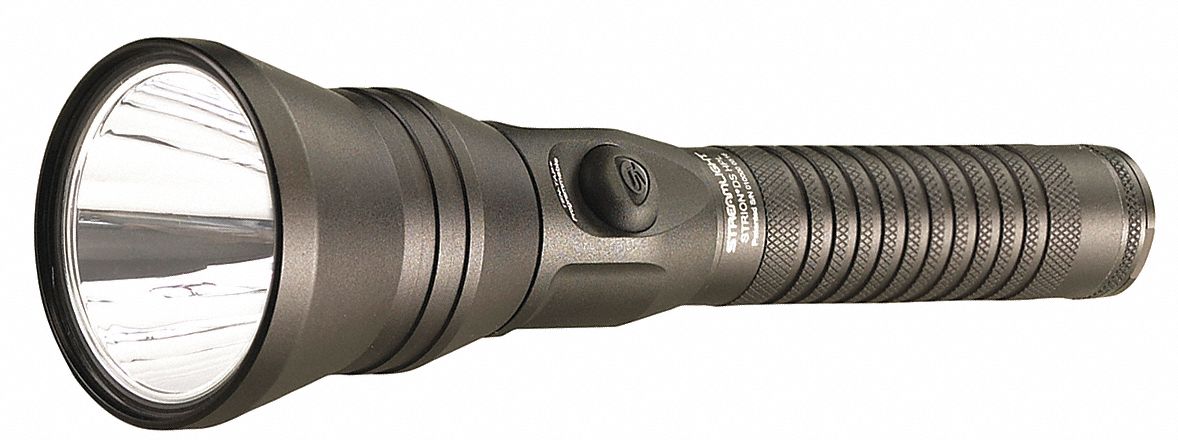 HANDHELD FLASHLIGHT KIT, RECHARGEABLE, LED, 615 LUMENS, 400 M BEAM, BLACK, 7 IN L, GLASS LENS