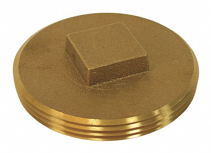 Cleanout Plug, Brass, 4", Raised Head