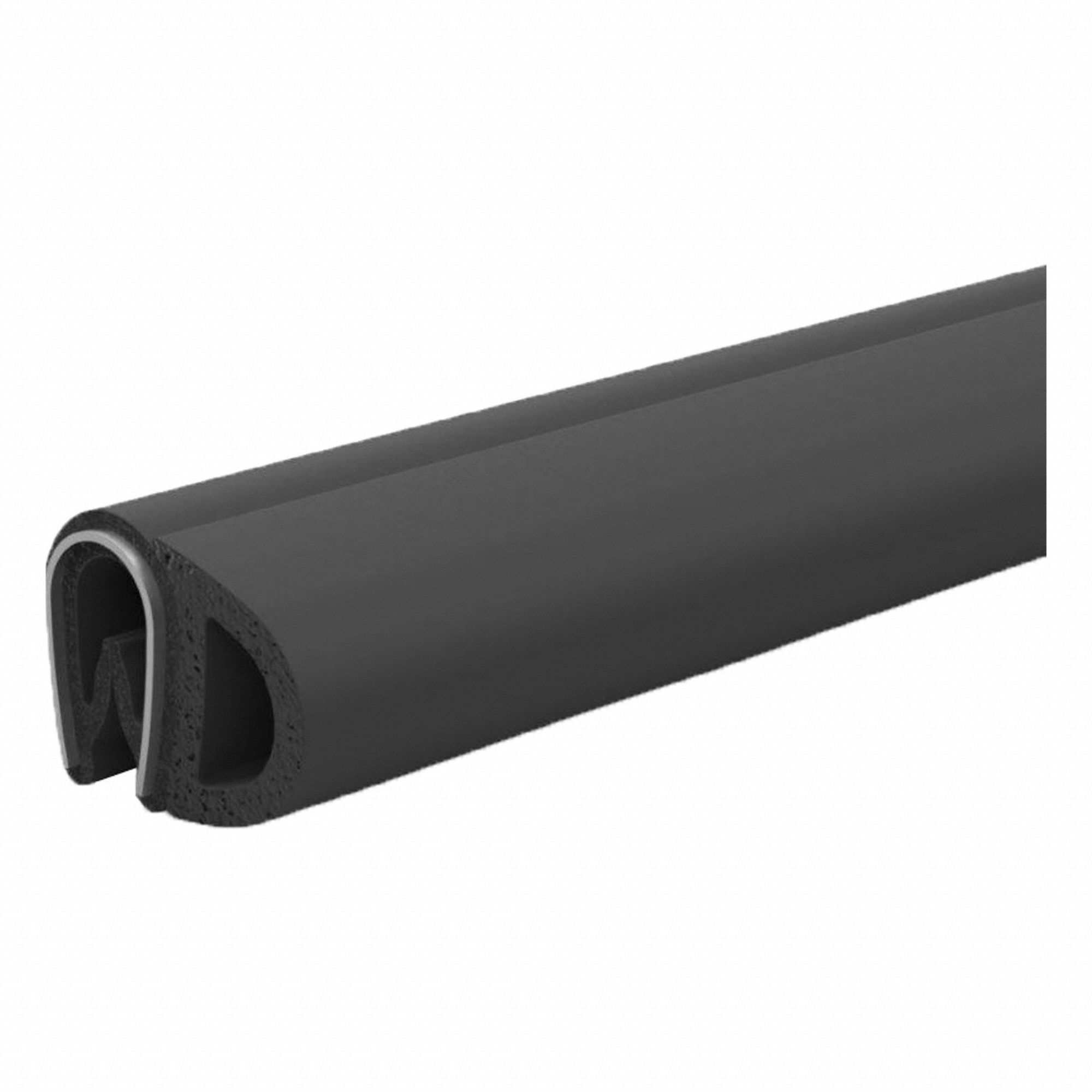 Edge Trim Seal: D, 20 m Overall Lg, PVC Outer, EPDM Bulb, For 2 mm Material Thick - Max
