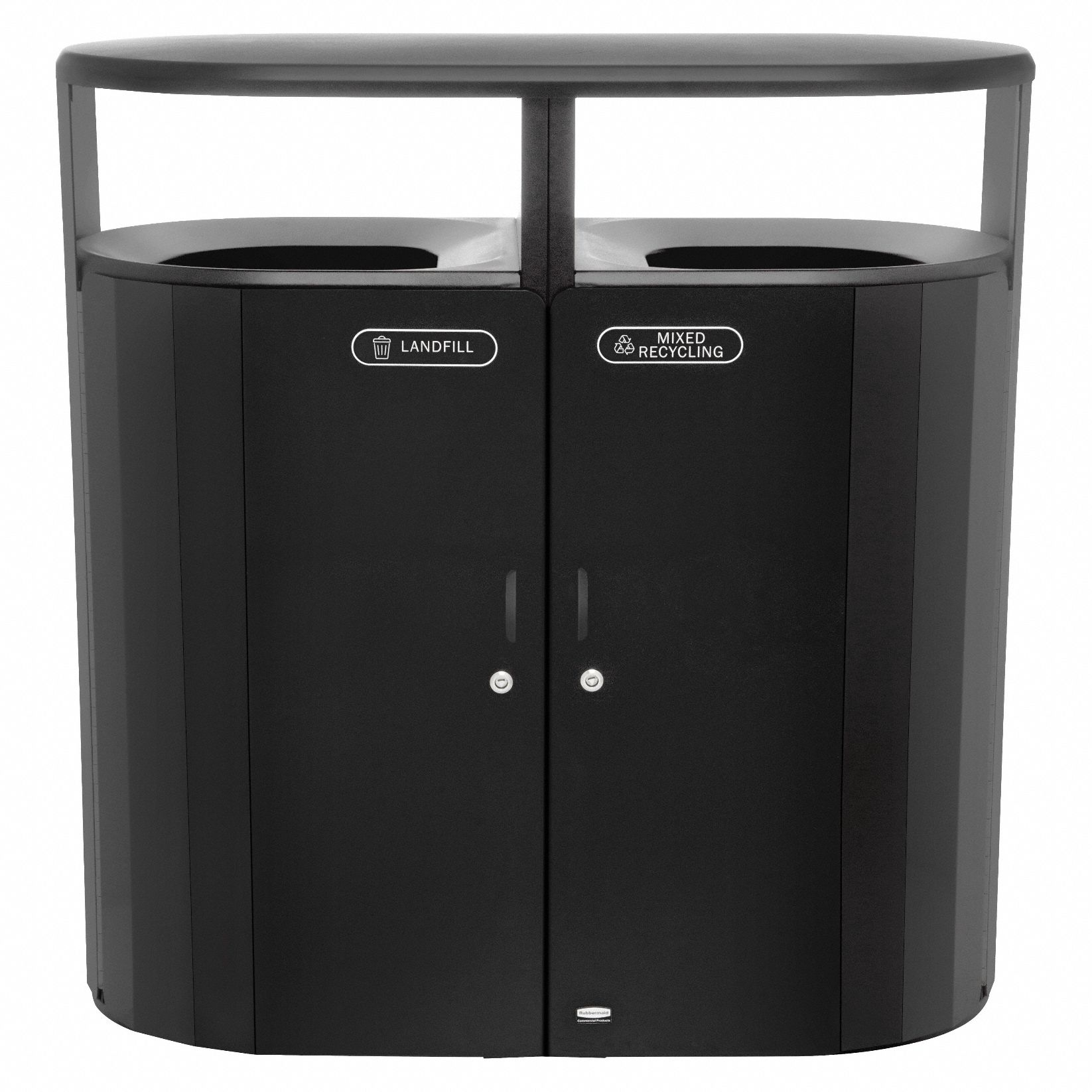 Trash and Recycling Can: Oval, Canopy Top, 66 gal Container Capacity