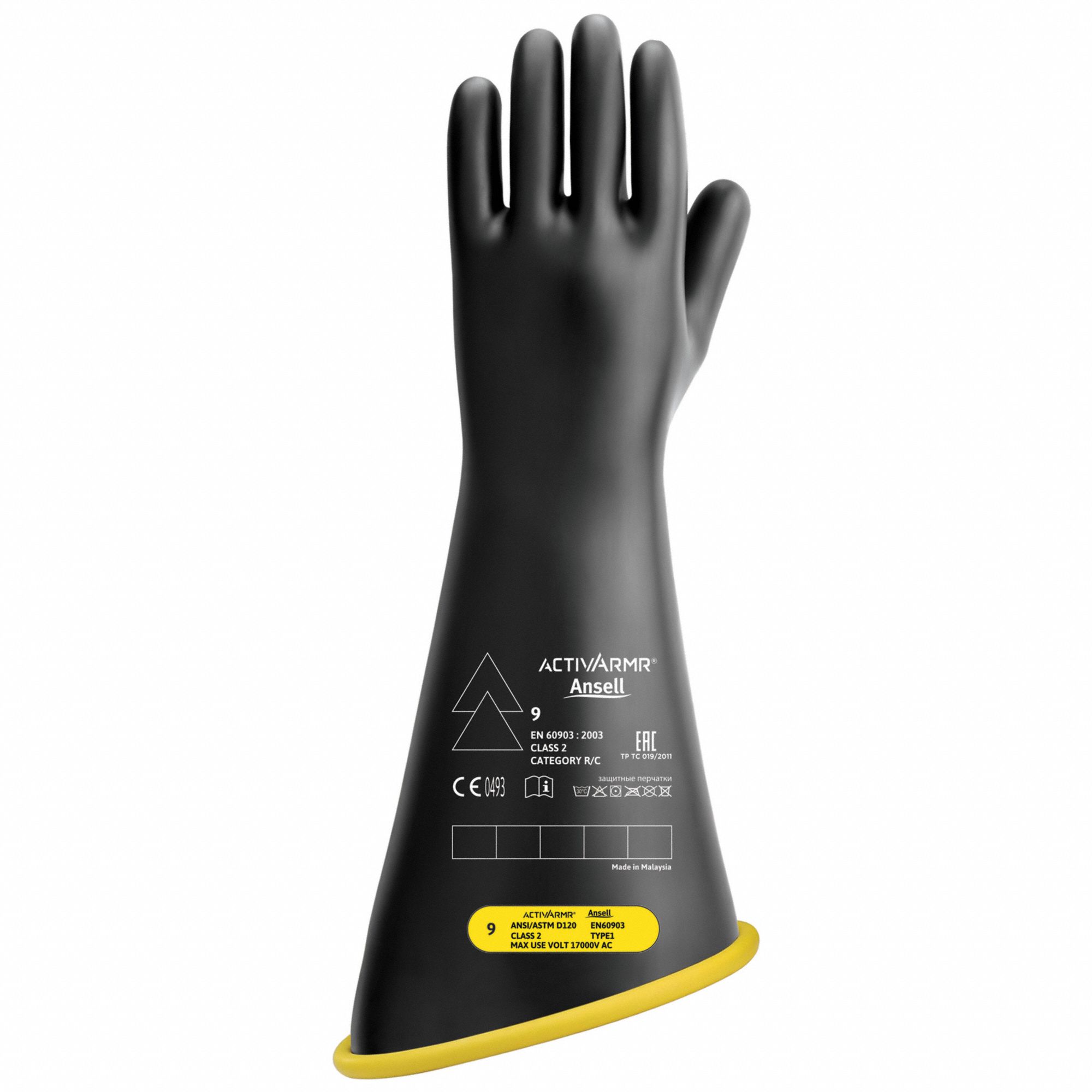 17000V AC/25500V DC, 18 in Glove Lg, Electrical Insulating Gloves 795GA7RIG218YBCC Grainger