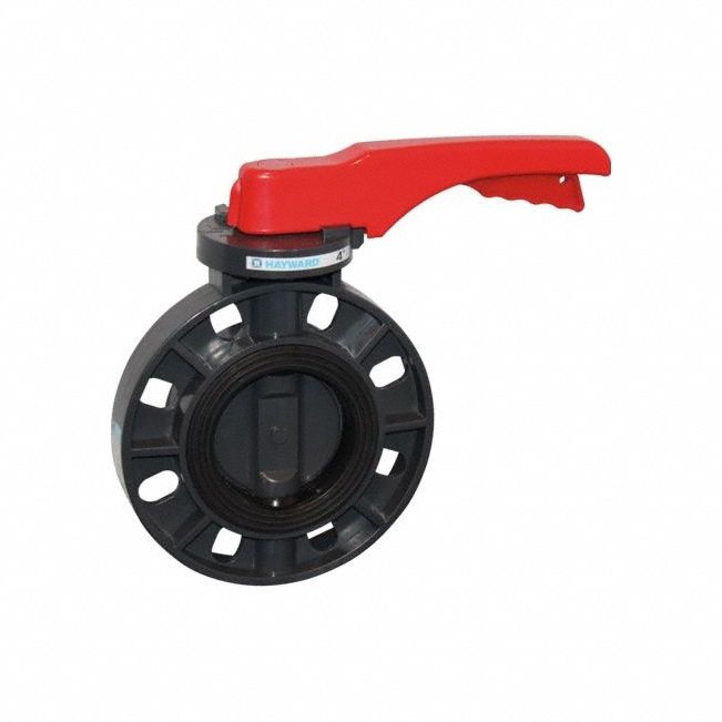 Butterfly Valve: 6 in Pipe Size, Concentric, 150 psi Max. Pressure (CWP), Wafer, PVC, PVC, 8