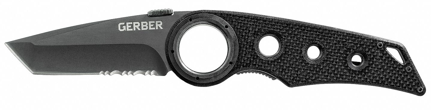 Folding Knife: 3 in Blade Lg, 5 in Closed Lg, 8 in Overall Lg, Fiberglass, Serrated