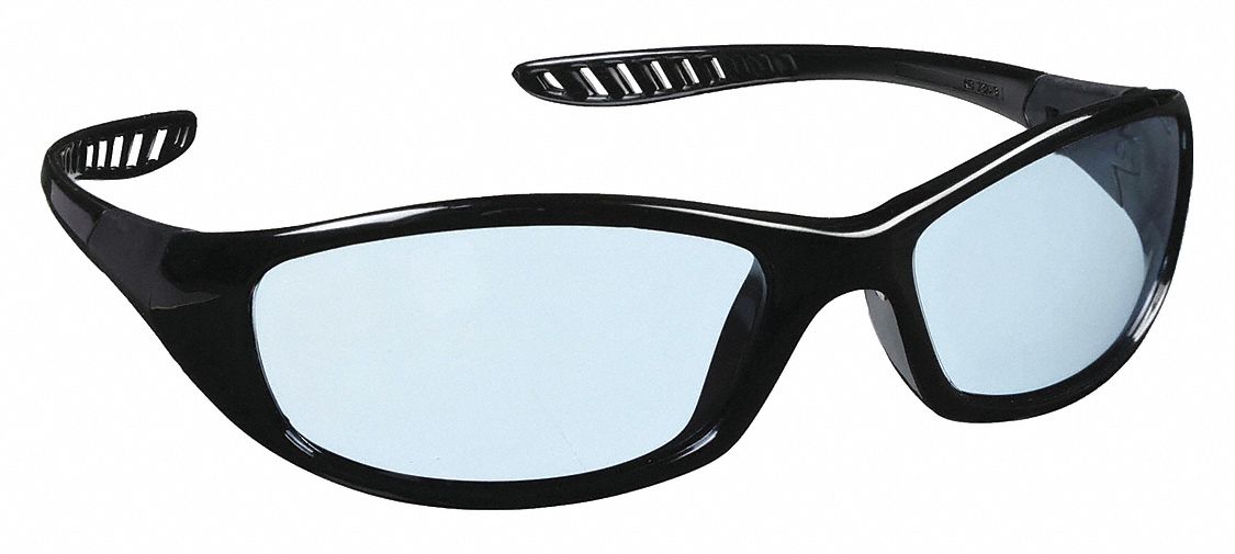 LUNETTES DE SÉCURITÉ, MONTURE INTÉGRALE, ENVELOPPANTE, NYLON/PC, ANTIRAYURES, NOIR/BLEU CLAIR, M, UNISEXE